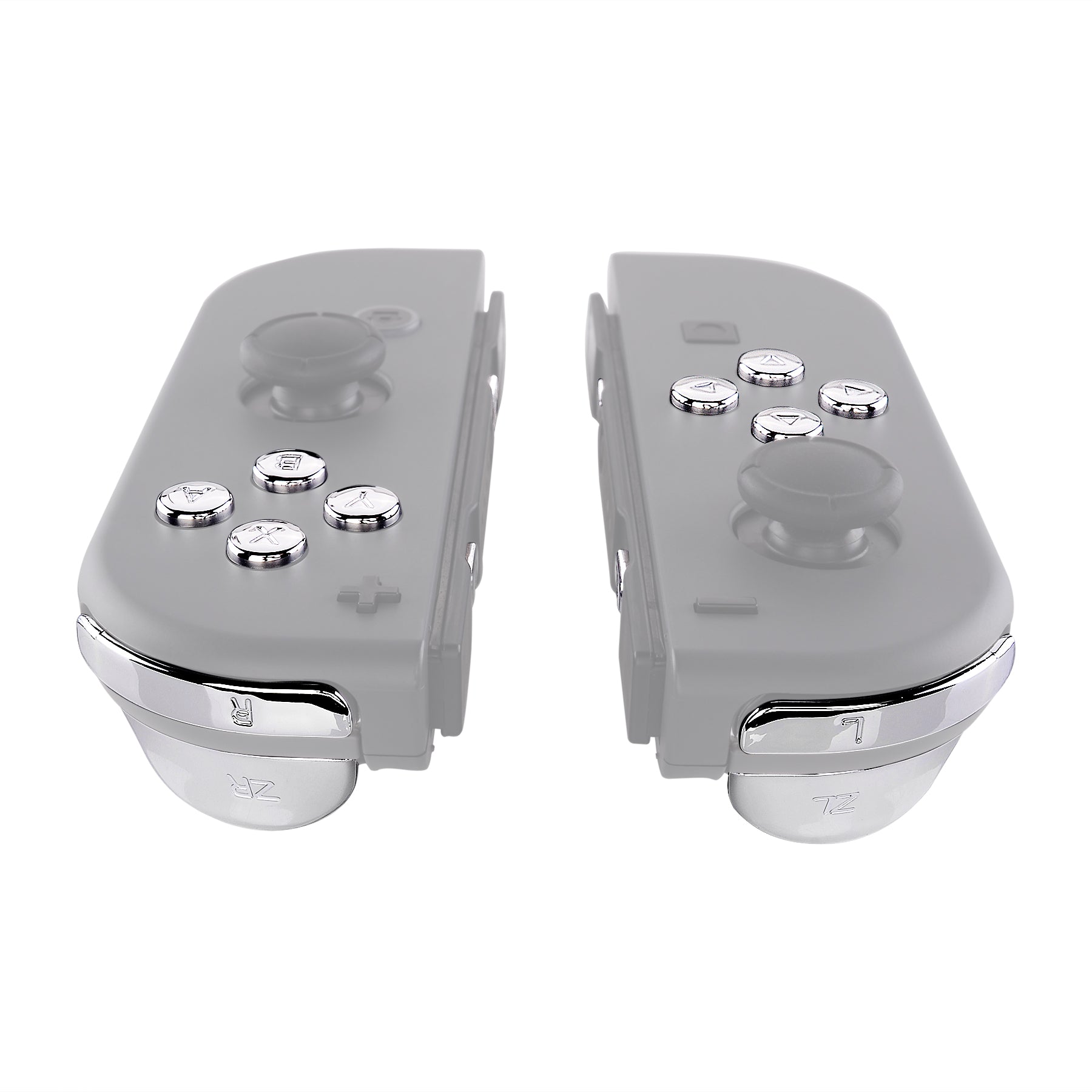 eXtremeRate Chrome Silver Glossy Replacement Button Kit for Nintendo Switch JoyCon & OLED JoyCon - Full Set ABXY, Direction Keys, SR SL L R ZR ZL Triggers with Springs & Tools (Shell Not Included) AJ302 - Perfect for DIY Controller Repair and Customization