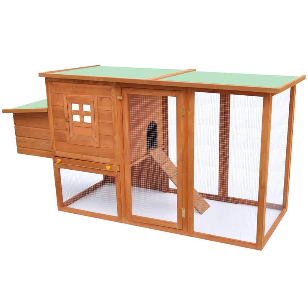 vidaXL Outdoor Chicken Coop with Egg Nesting Box - Durable Pine Wood Poultry House, Waterproof Roof & Easy-Access Ramp | Secure Slide-Bolt Latch for Hens & Chicks | Perfect for Backyard Farming & Homesteading (Brown)