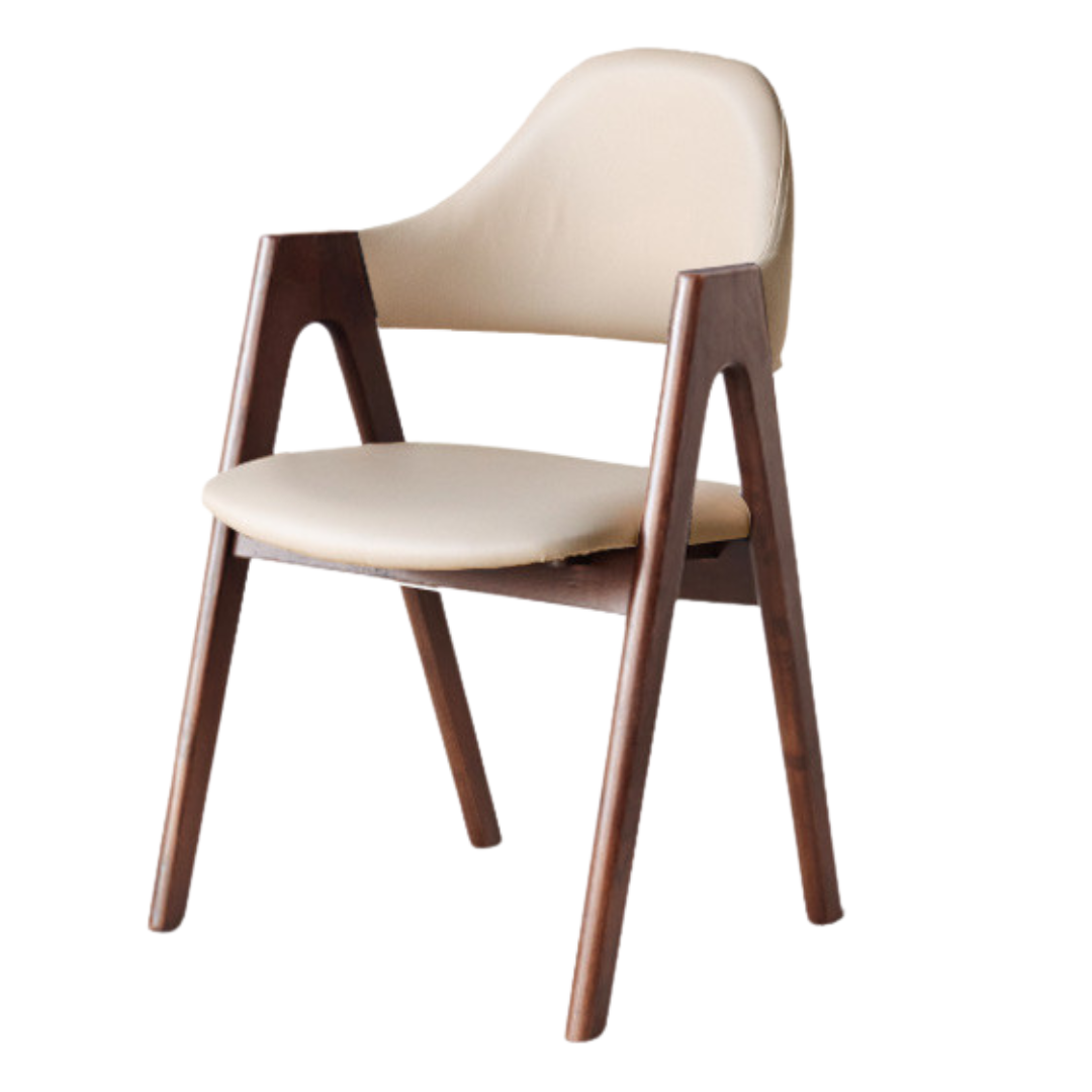 20.9x21.7x31.5 inch/53x55x80сm/ rich dark walnut color/ 2 pcs Black walnut armchair organic leather light milk tea color