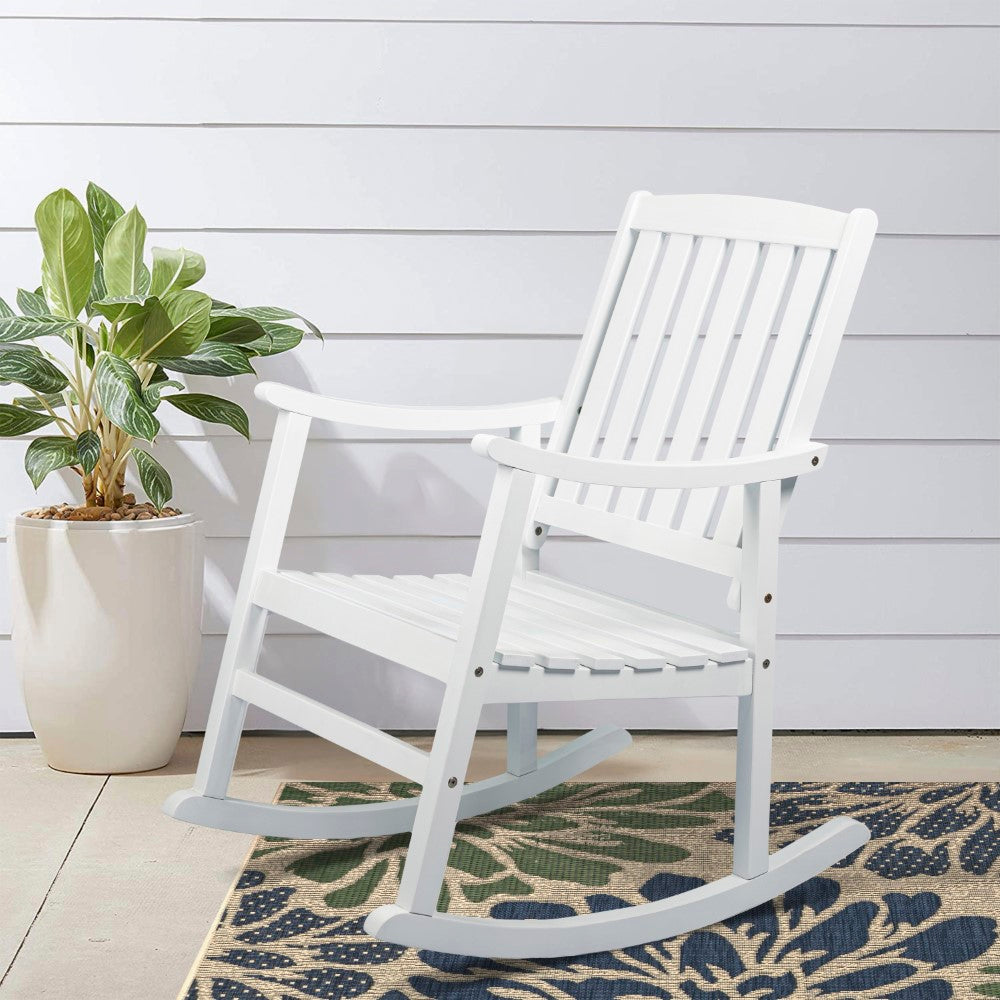 Penny Classic Slat Back 300 Lbs Support Acacia Wood Patio Outdoor Rocking Chair - Durable & Comfortable for Porch, Garden, Deck Relaxation
