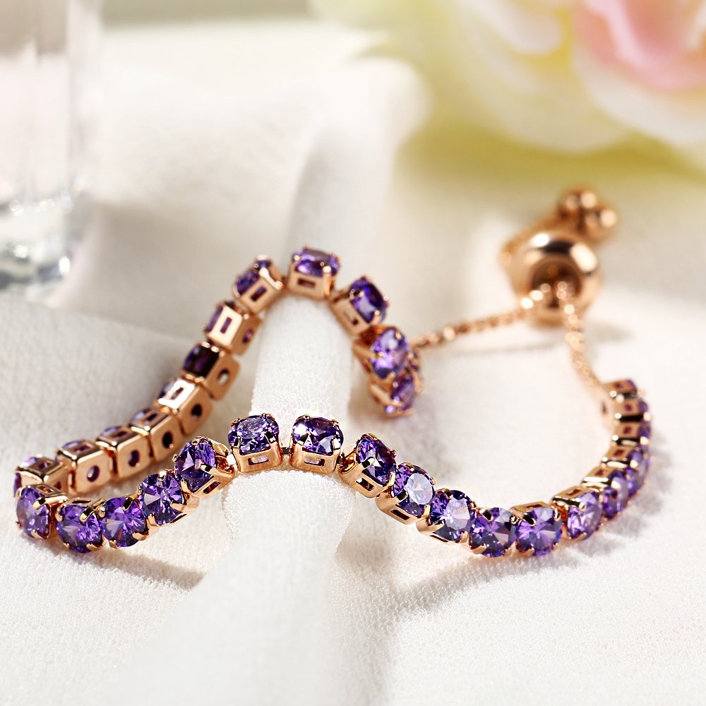 Baoqin Cubic Zirconia Adjustable Bolo Bracelet for Women - Elegant Wedding Engagement Gift Jewelry for Her - Perfect for Anniversary, Birthday & Special Occasions