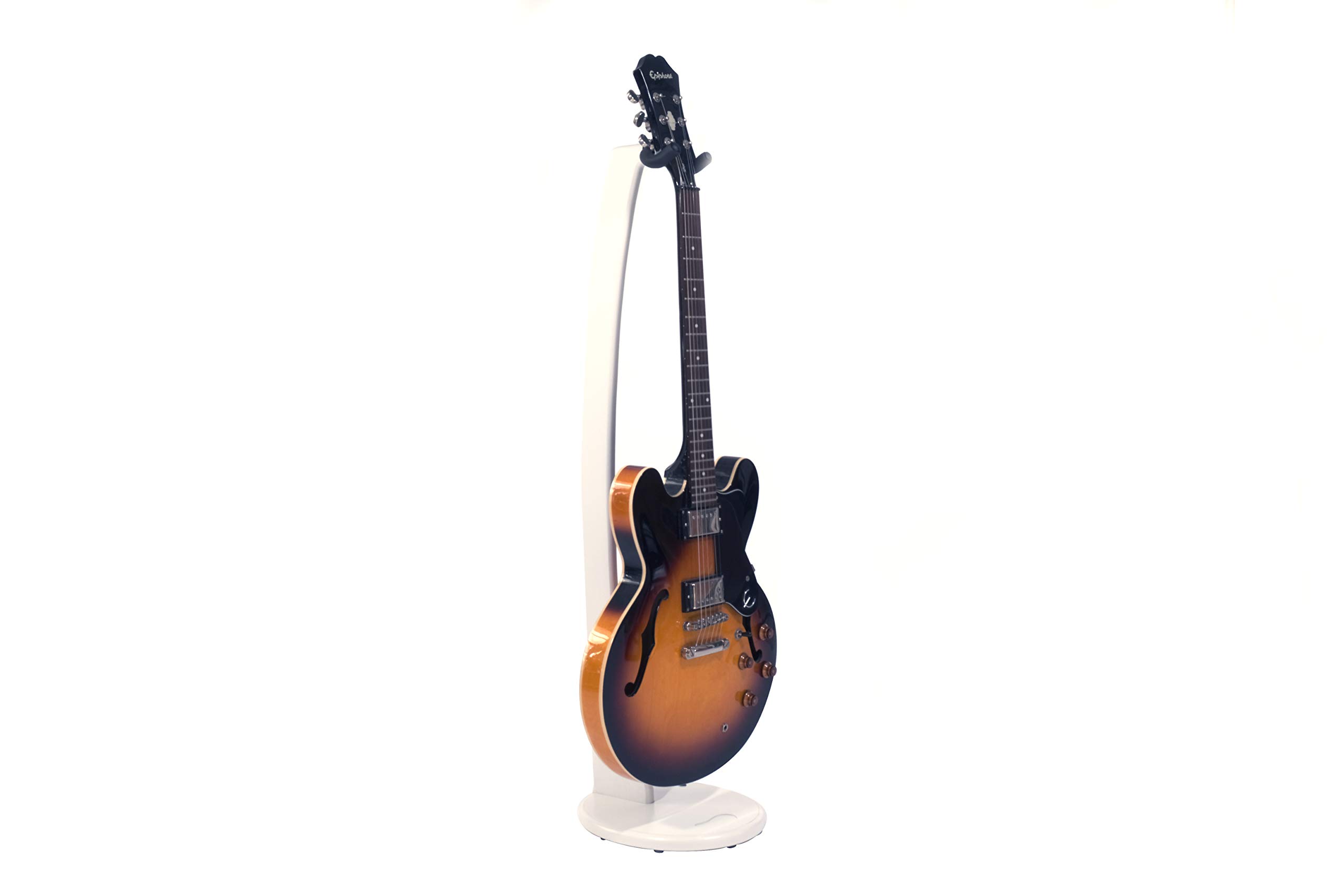 Premium Ruach GS-1 Wooden Guitar Stand - Universal Holder for Acoustic & Electric Guitars (White) - Perfect for Home, Studio & Stage Use