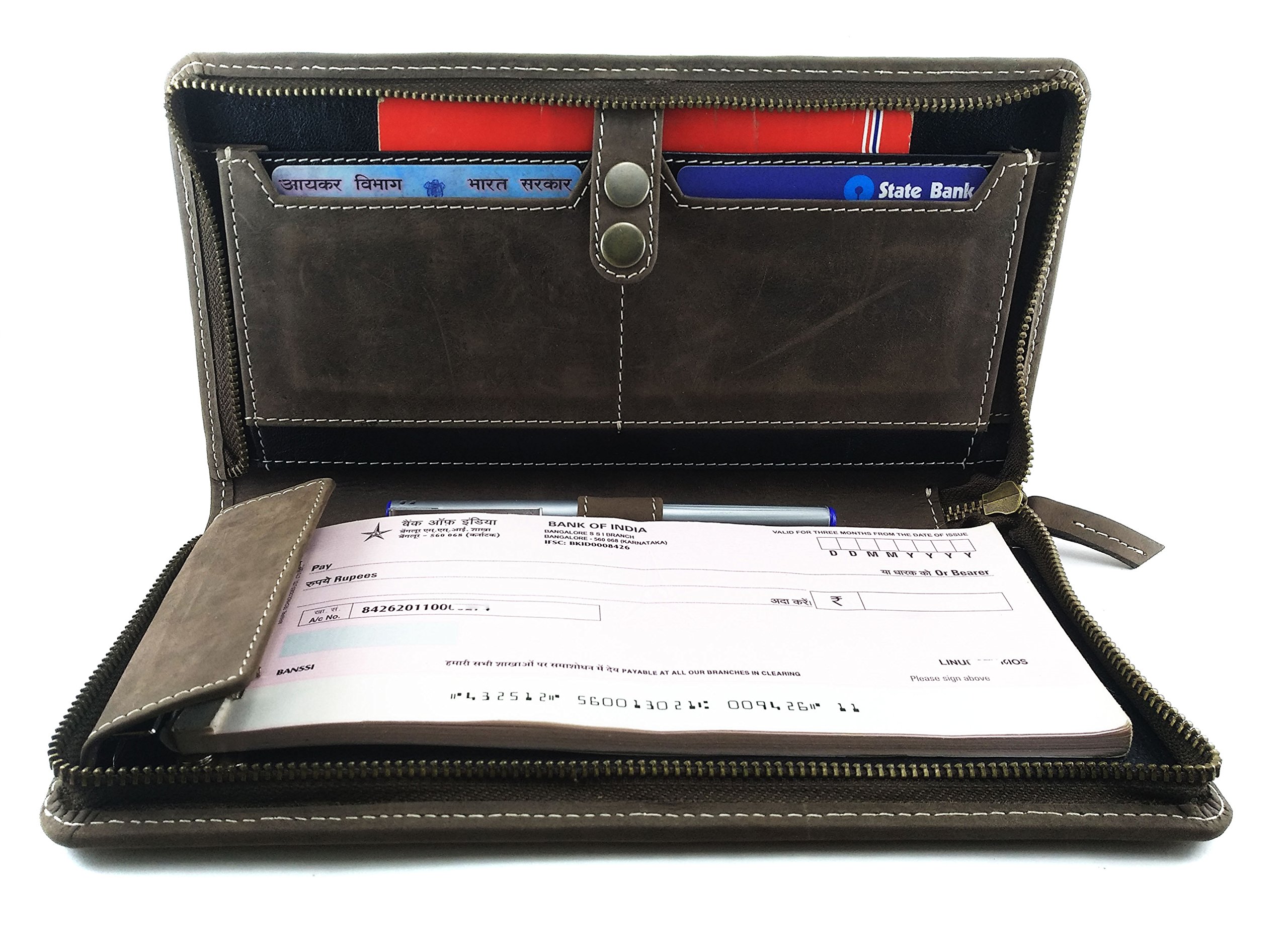 Genuine Leather Checkbook Holder - Premium Leather Checkbook Cover for Men & Women - Perfect for Office, Home, and Travel Use