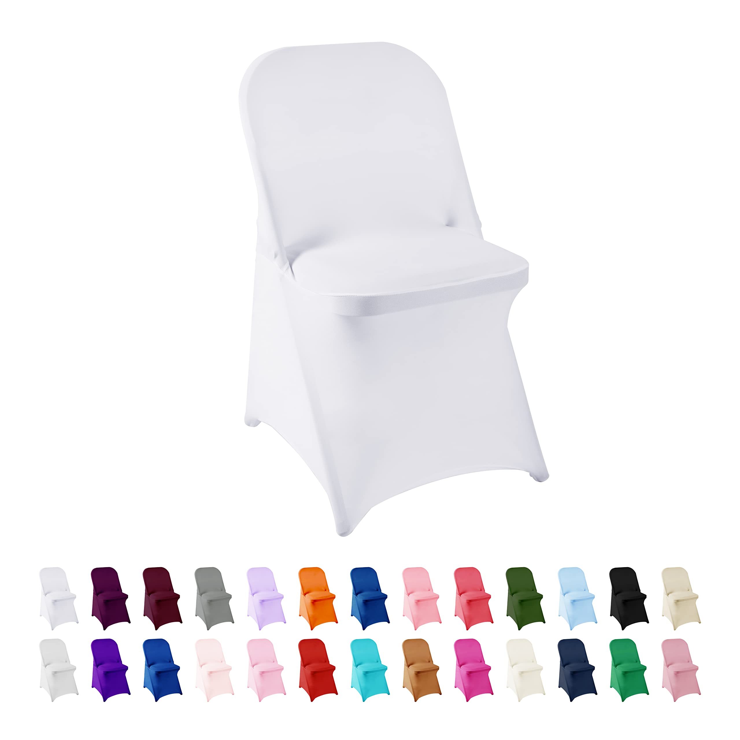50PCS Stretch Spandex Chair Covers - Washable Removable Elastic Chair Protectors for Folding Chairs, Perfect for Living Room, Party, Banquet, Wedding & Hotel Events (White) - Durable & Stylish Seat Protection for Any Occasion