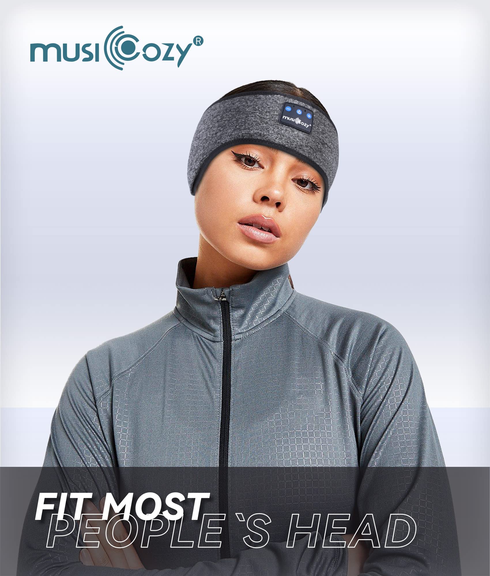 Musicozy Wireless Bluetooth Sleep Headband with Built-in Headphones - Comfortable Sports Headband for Running, Yoga, Workout & Travel - Soft Eye Mask & Wireless Earbuds for Women, Moms - Perfect Unique Gift Idea for Music Lovers (Use for Relaxation, Meditation, Sleeping & Fitness Activities)