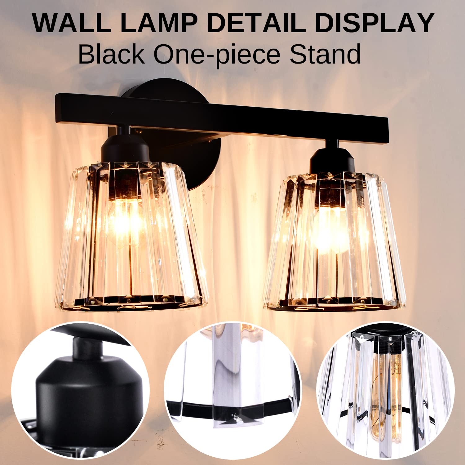 TISLYCO 2-Light Black Bathroom Vanity Lights - Vintage Style for Mirror