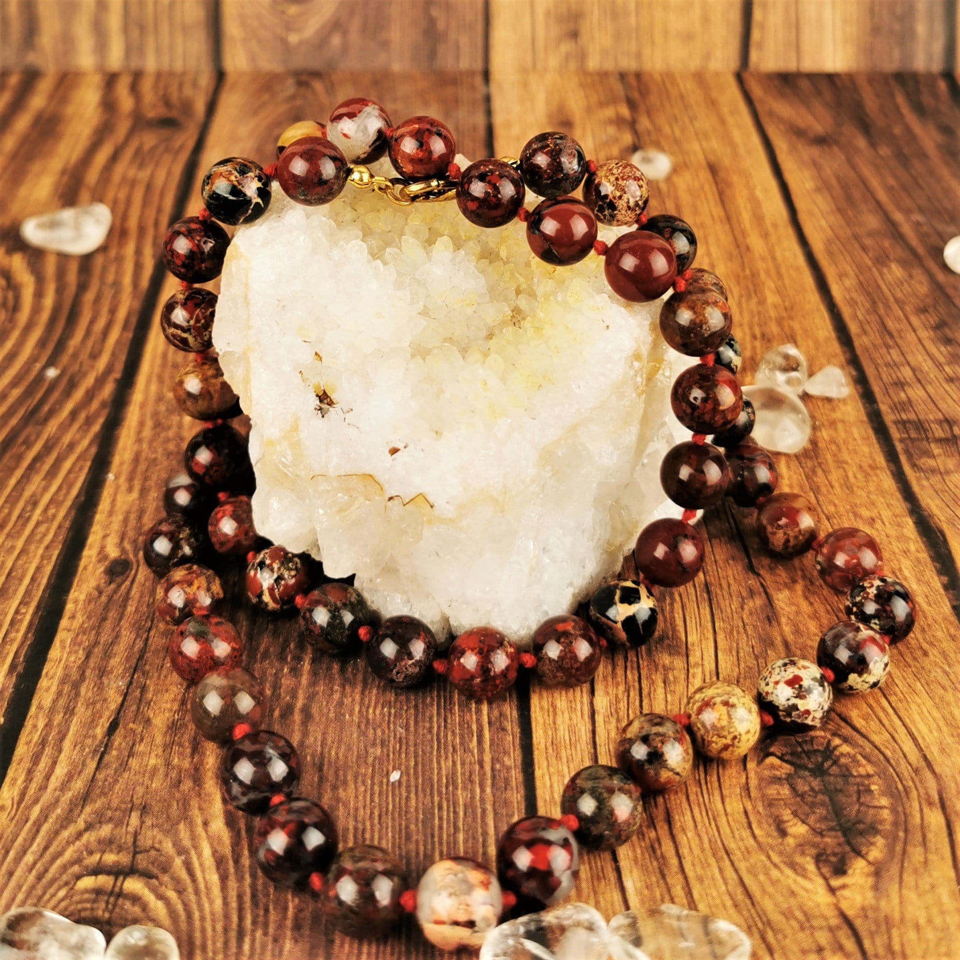 Brecciated Jasper Necklace for Women - Natural Stone Jewelry for Healing & Protection - Perfect for Meditation, Yoga & Spiritual Gifts