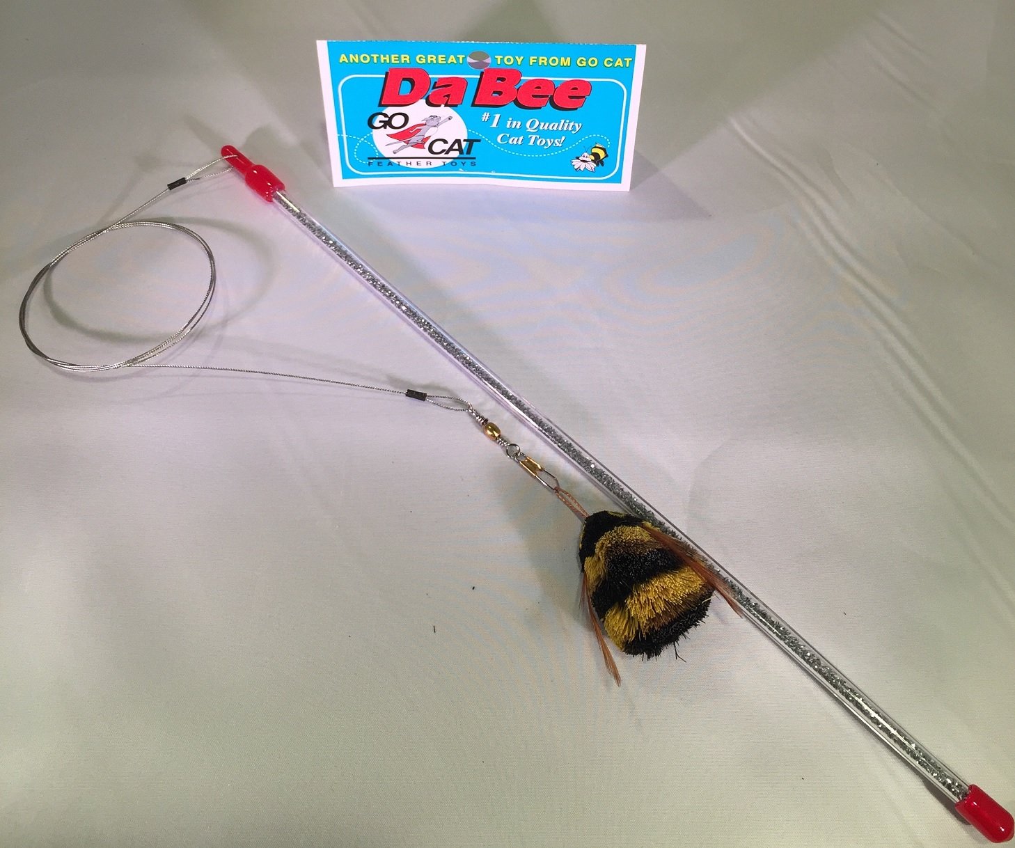 GoCat Da Bee Teaser Wand - Interactive Cat Toy with Silver Glitter Wand - Perfect for Indoor Play & Exercise - Made by The Maker of Da Bird and Cat Catcher