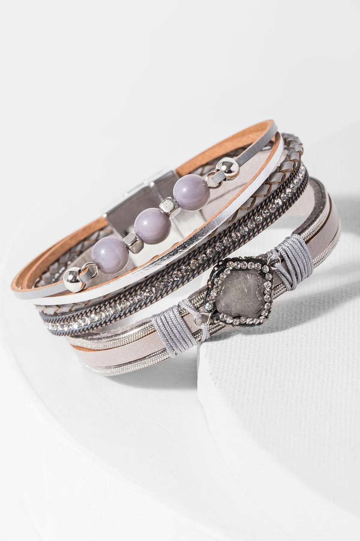 Elegant Crystal Beaded Leather Bracelet for Women - Boho Chic Handmade Jewelry Gift for Birthday, Anniversary & Special Occasions - Perfect for Parties, Weddings & Everyday Wear