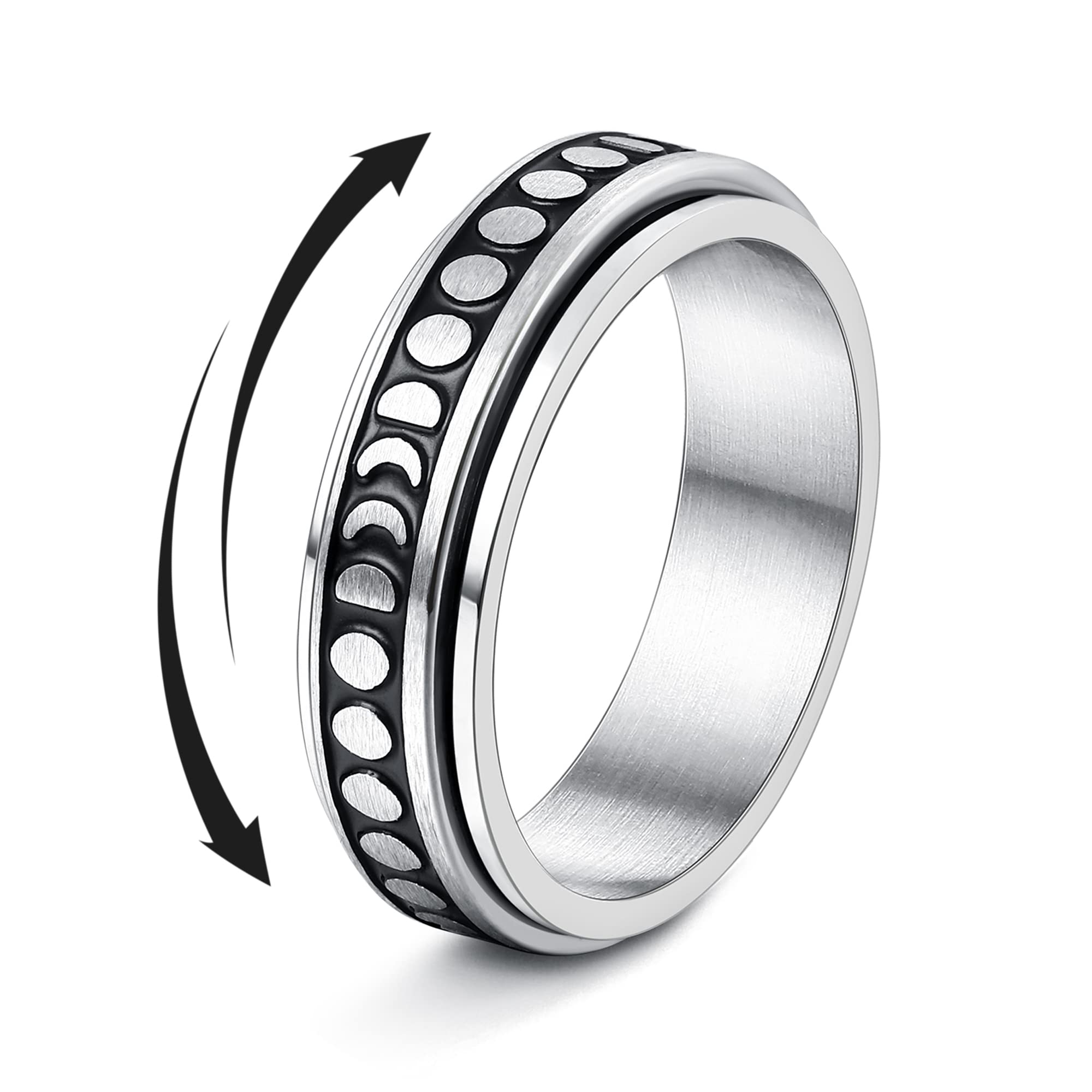 Magitaco Stainless Steel Spinner Rings for Anxiety Relief - Moon, Star, Flower & Butterfly Fidget Rings for Women & Men - Stress Relief, Focus Aid & Sensory Toy for ADHD, Autism & Anxiety Management
