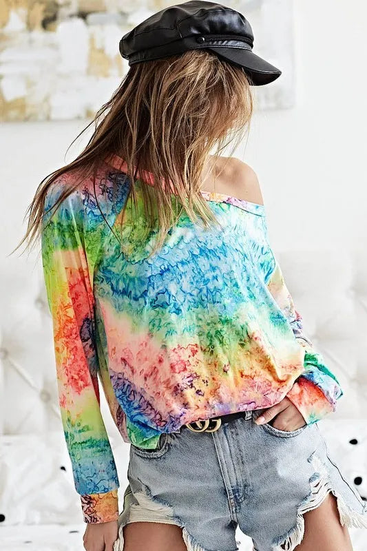 BiBi Tie Dye Soft Knit Jersey T-Shirt for Women | Comfortable Casual Tee | Perfect for Summer Outfits, Beach Days & Weekend Wear