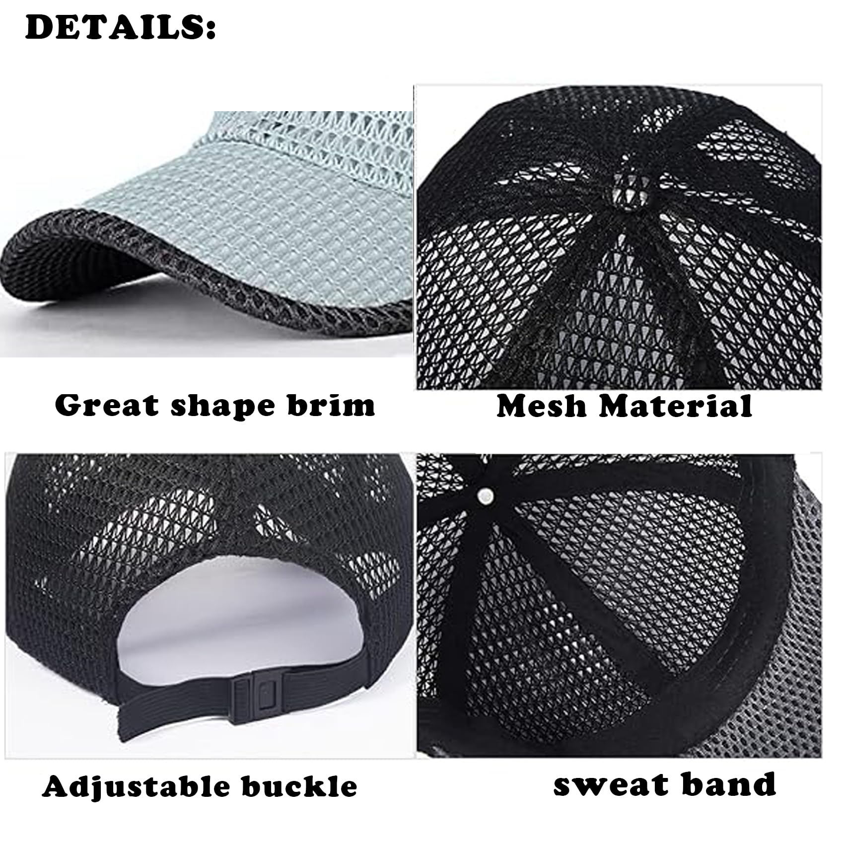 4 Pack Summer Mesh Trucker Hats - Quick Dry Baseball Caps for Men & Women - Breathable Cool Running Hats for Outdoor Sports, Hiking, and Beach Activities