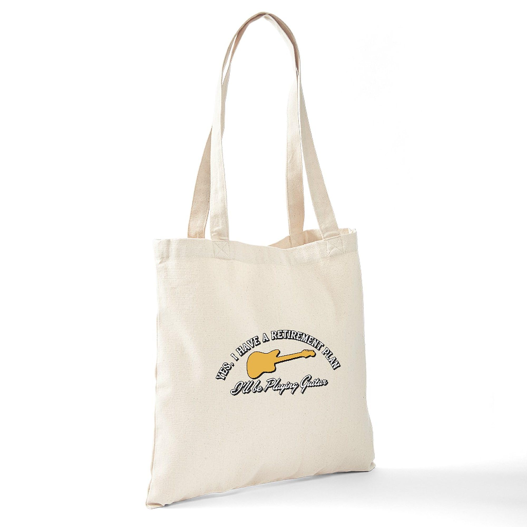 Playing Guitar Is My Retirement Plan Tote Bag - Natural Canvas Reusable Shopping Bag for Music Lovers, Groceries & Beach Trips