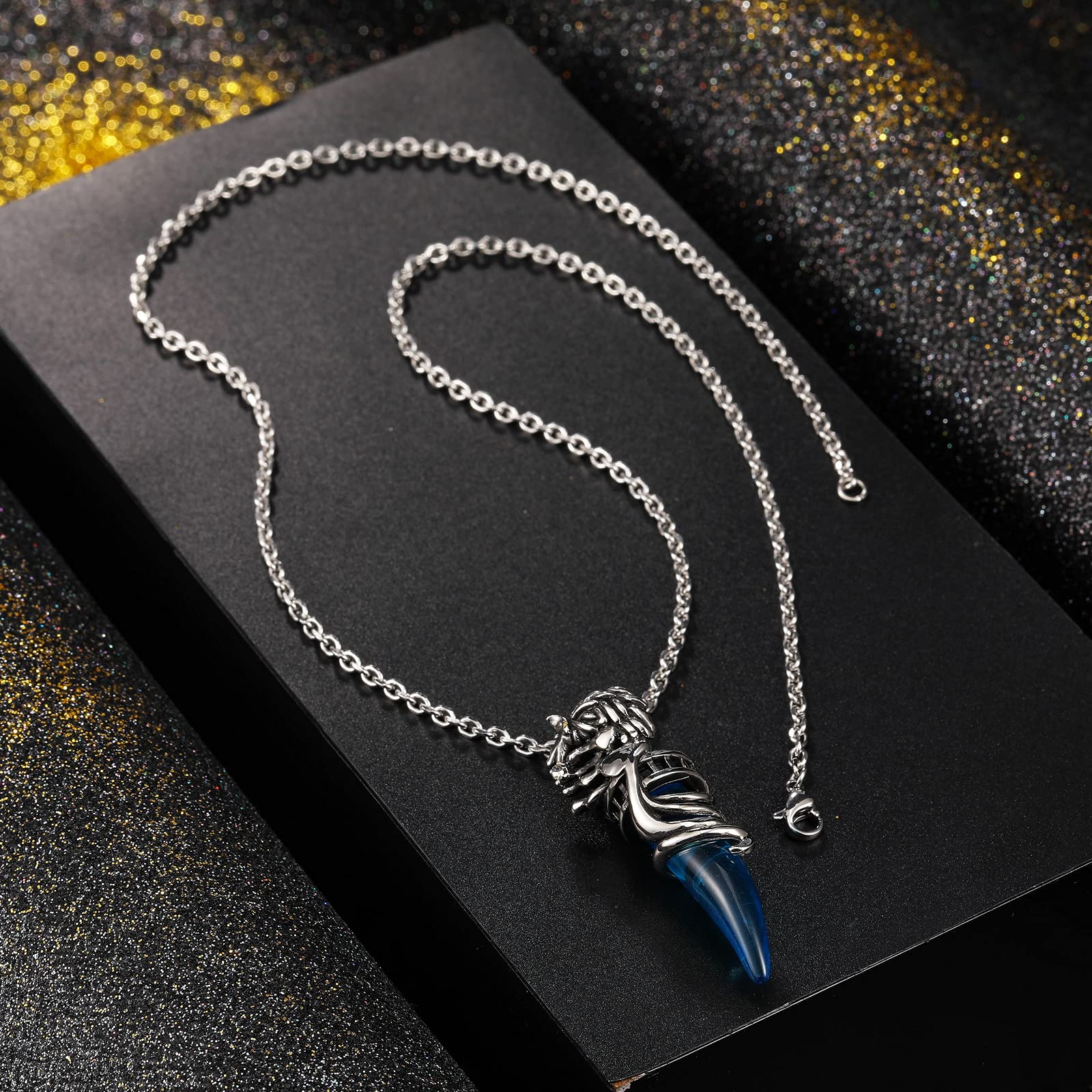 Dragon Wolf Tooth Pendant Necklace for Men & Women - Stainless Steel Jewelry Gift with Chain for Outdoor & Casual Wear
