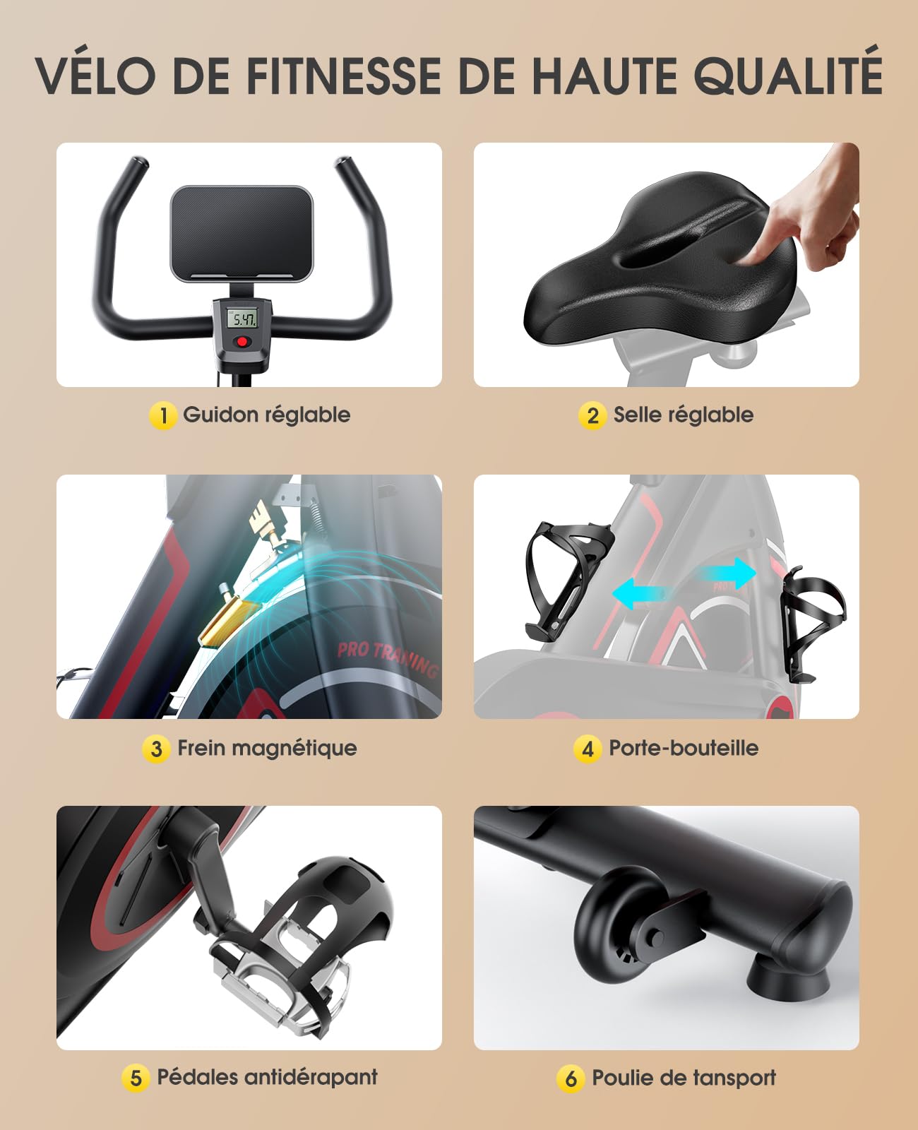Topure Magnetic Exercise Bike for Home - Indoor Cycling Bike with Silent Belt Drive, 330LBS Weight Capacity & LCD Display - Comfortable Seat & APP Connectivity for Cardio Workout - Perfect for Home Gym, Apartment Fitness & Indoor Cycling Training