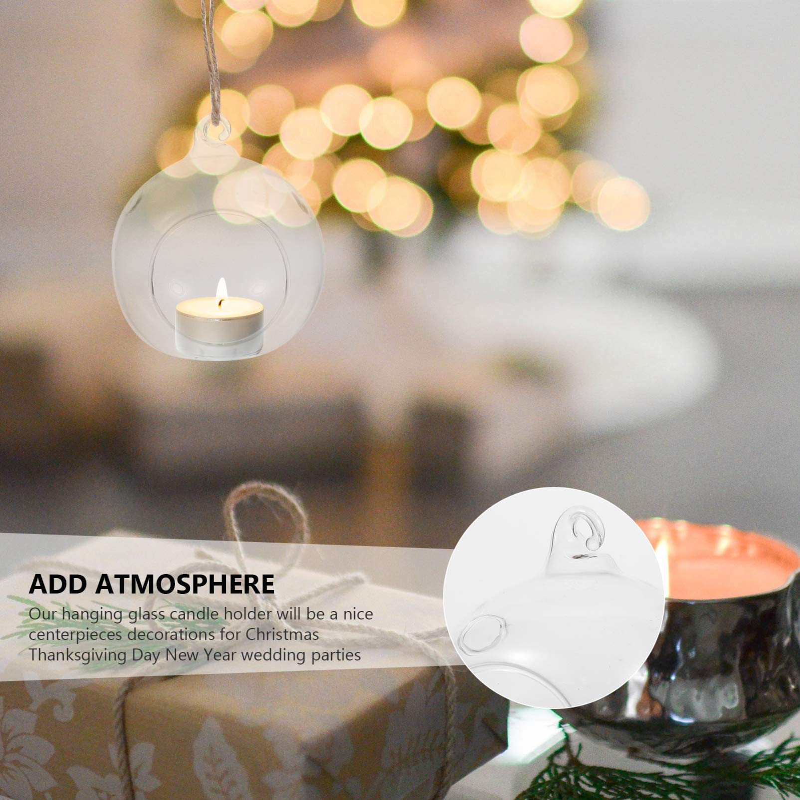 VORCOOL 5-Piece Glass Hanging Terrarium Set - Hanging Glass Flower Vase, Tea Light Holder, and Sphere Ball for Plants & Candles - Perfect for Home Decor, Weddings, and Indoor Gardens