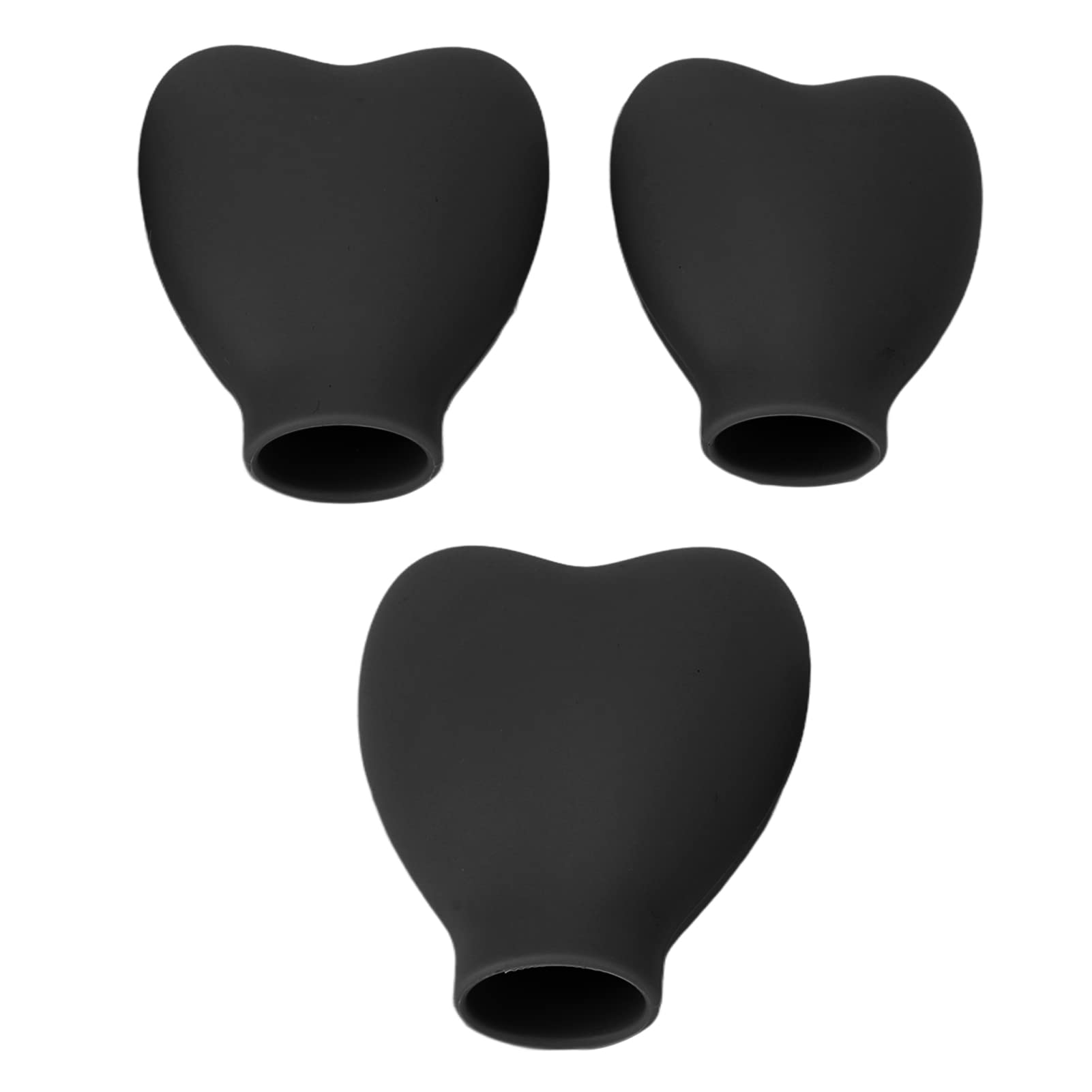 EXCLUZO Heart-Shaped Silicone Makeup Brush Cover Set - 3 Pack Soft Portable Brush Protectors for Travel & Home Storage (Black) | Perfect for Organizing Brushes in Makeup Bags, Suitcases & Vanity Drawers