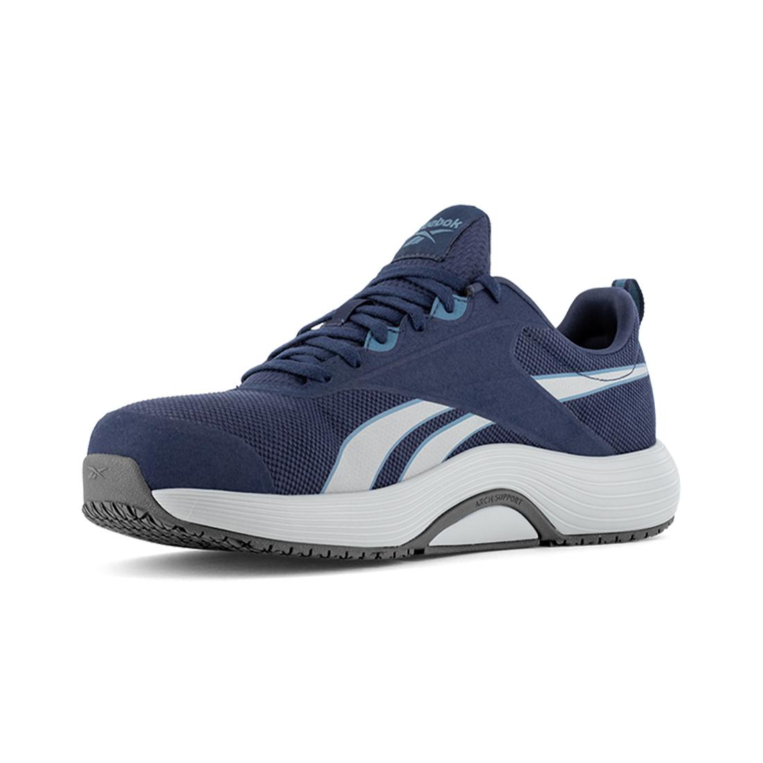 Lite Plus 4 Athletic Composite Toe Work Shoes for Men - Lightweight Safety Shoes with Slip Resistant Outsole, Navy/Gray - Perfect for Construction, Warehouse & Industrial Work