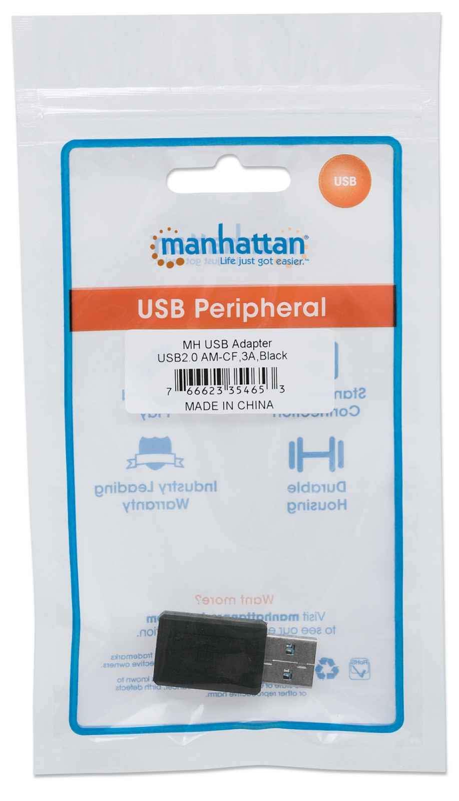 MANHATTAN USB 2.0 Type C to A Adapter (354653) - High-Speed Data Transfer for Smartphones, Laptops & Tablets - Perfect for Home, Office & Travel Use