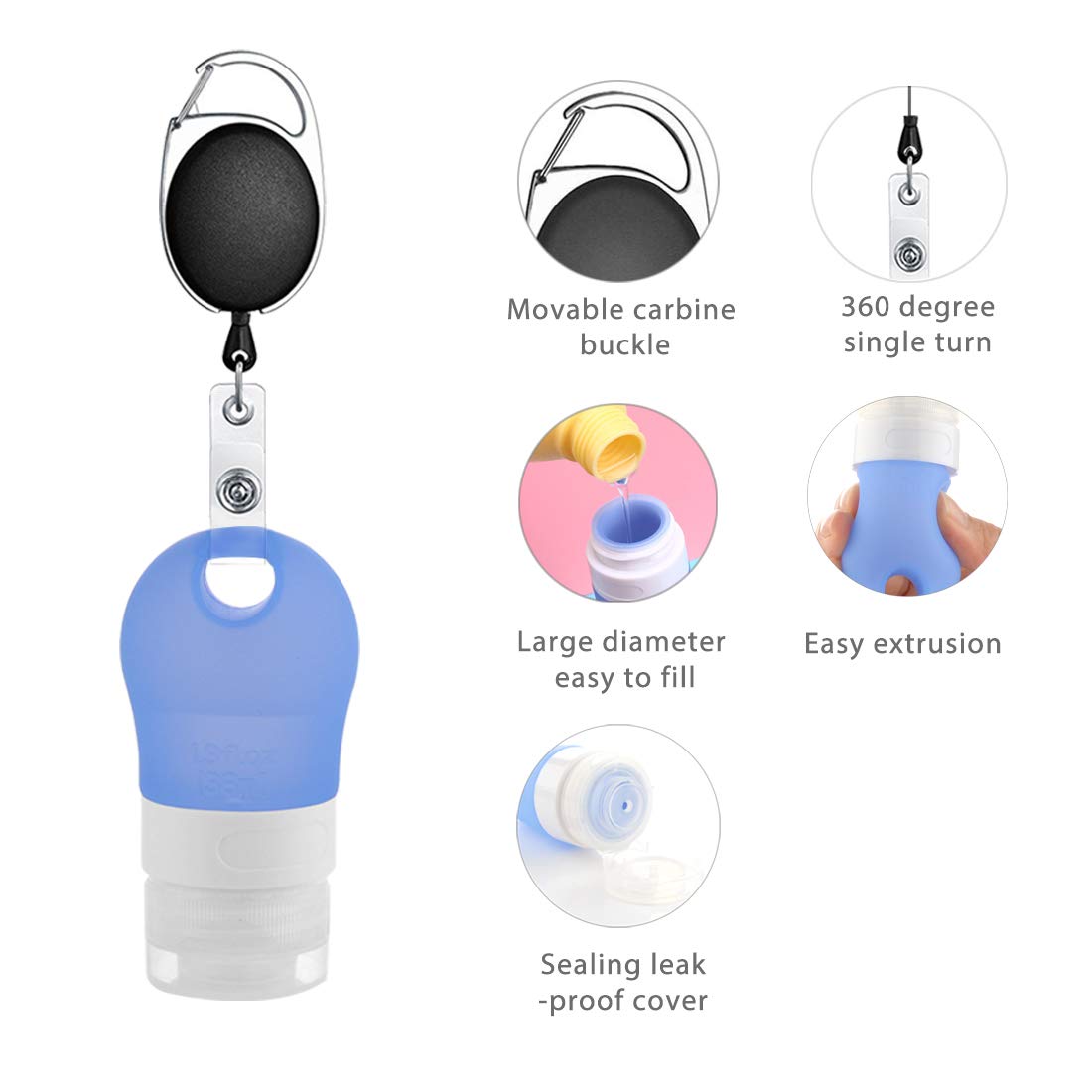 Linkidea 3-Pack 1.3 oz Travel Bottles Set - Leakproof Silicone Refillable Containers for Shampoo, Lotion, Hand Soap & Cosmetics | TSA Approved Toiletries for Air Travel, Gym & Vacation Essentials