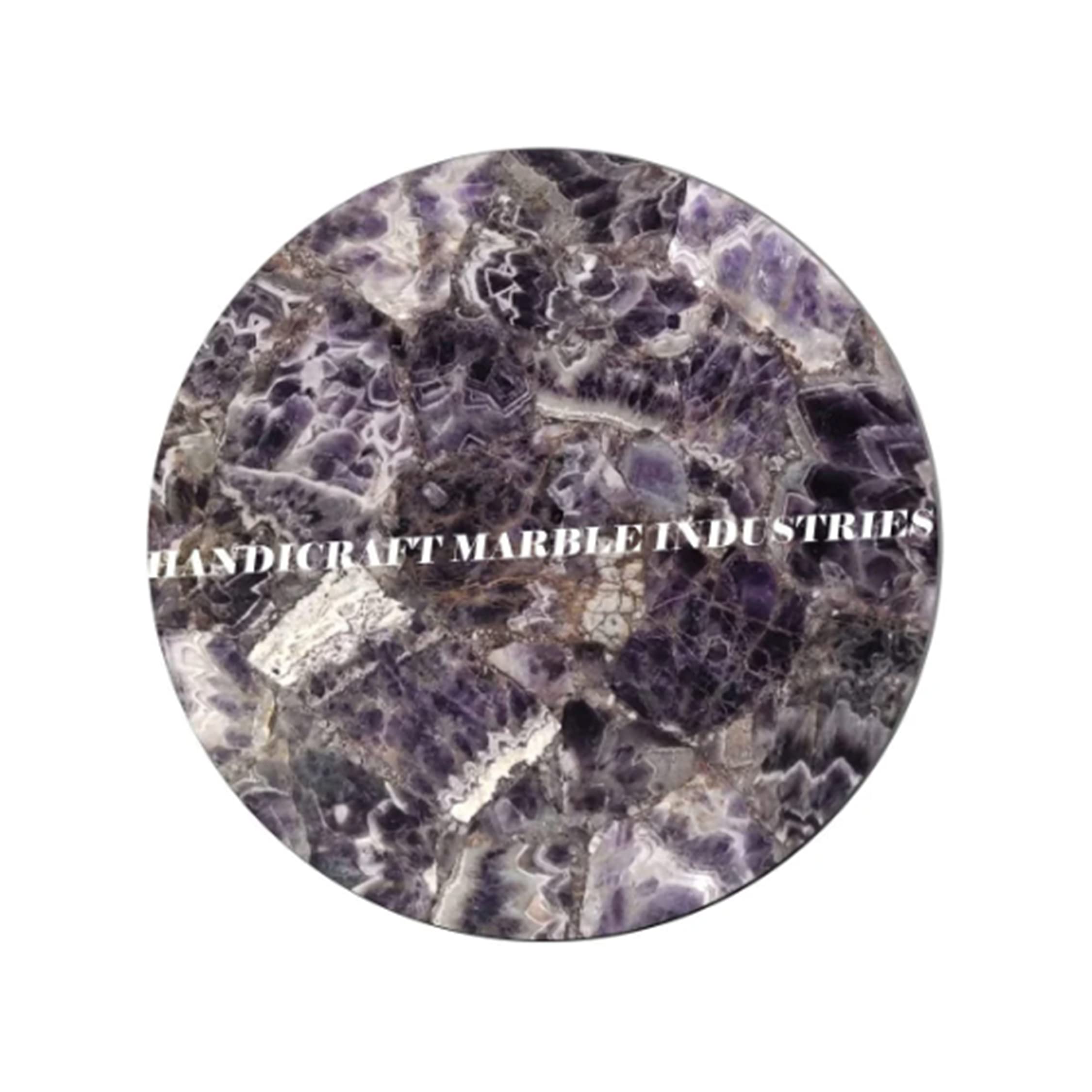 36 Inch Round Amethyst Coffee Table - Natural Stone Side Table for Living Room, Bedroom & Office Decor