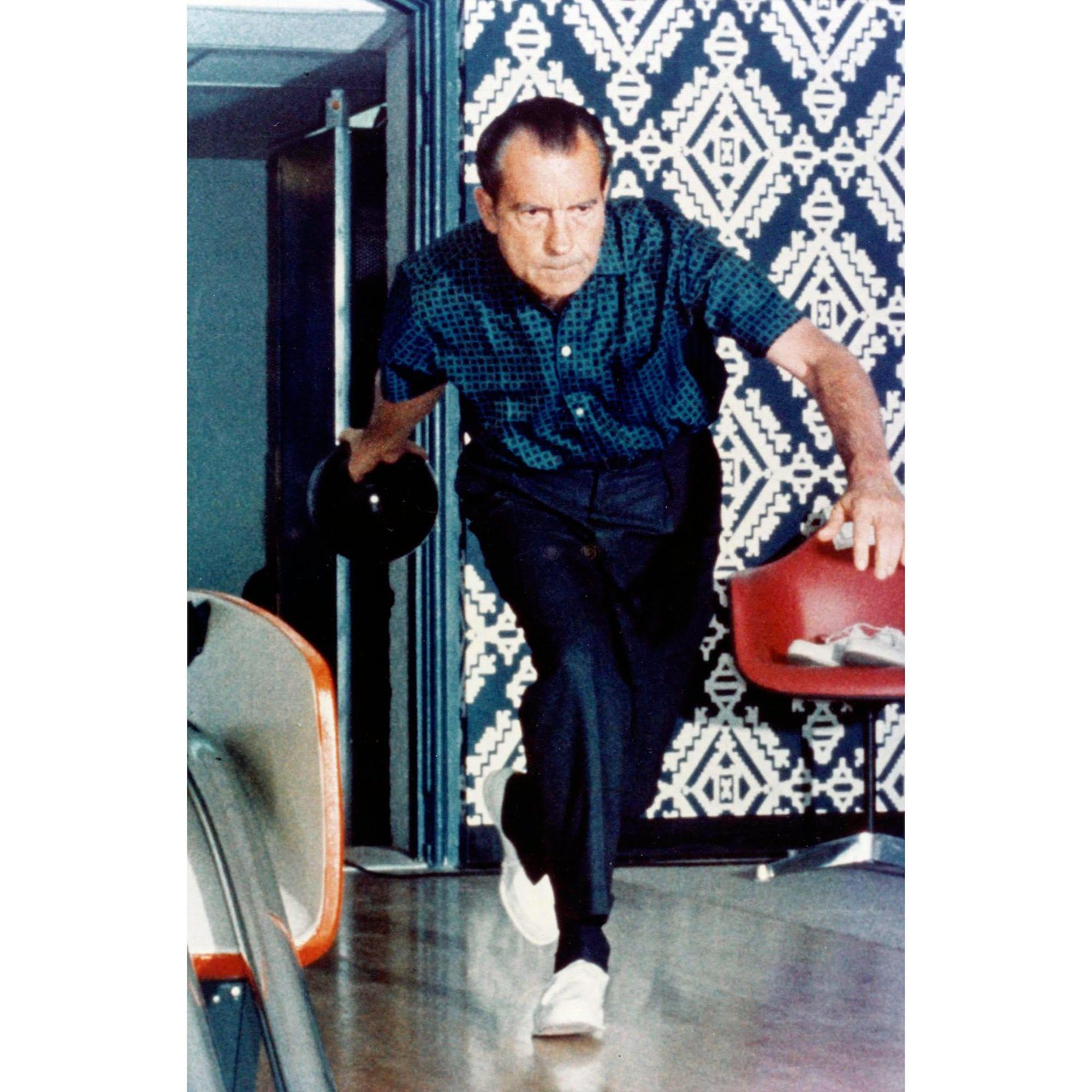 Nixon Bowling Poster 23x35 Inches - Heavy Semi-Gloss Paper for Wall Decor, Man Cave, Game Room & Bowling Alley Themed Spaces