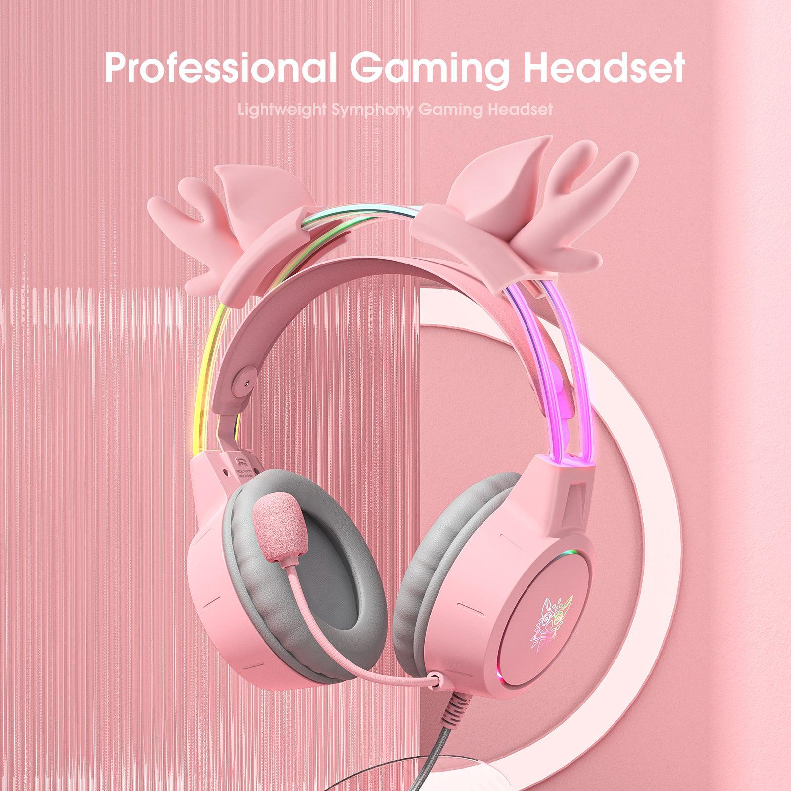 ONIKUMA X15 PRO Wireless Gaming Headset with Deer Ears - Noise Cancelling Mic, RGB Lights for PC, PS4, PS5, Xbox - Perfect for Gaming, Streaming & Cosplay