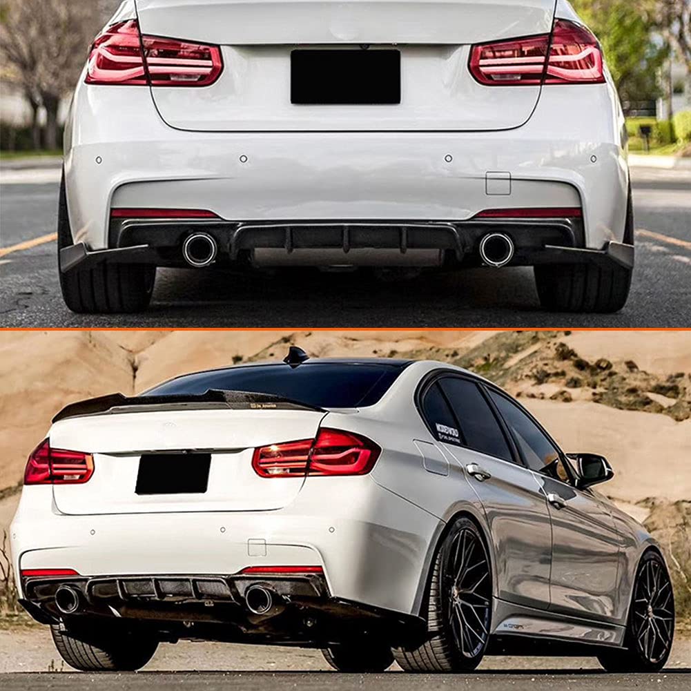 MCARCAR Carbon Fiber Rear Diffuser for BMW 3 Series F30 (2012-2018) | M Sport Sedan Body Kit | Compatible with 320i 325i 328i 330i 335i 340i Models | High-Performance Lower Bumper Lip Spoiler | Perfect for Car Enthusiasts & Street Racing Upgrades