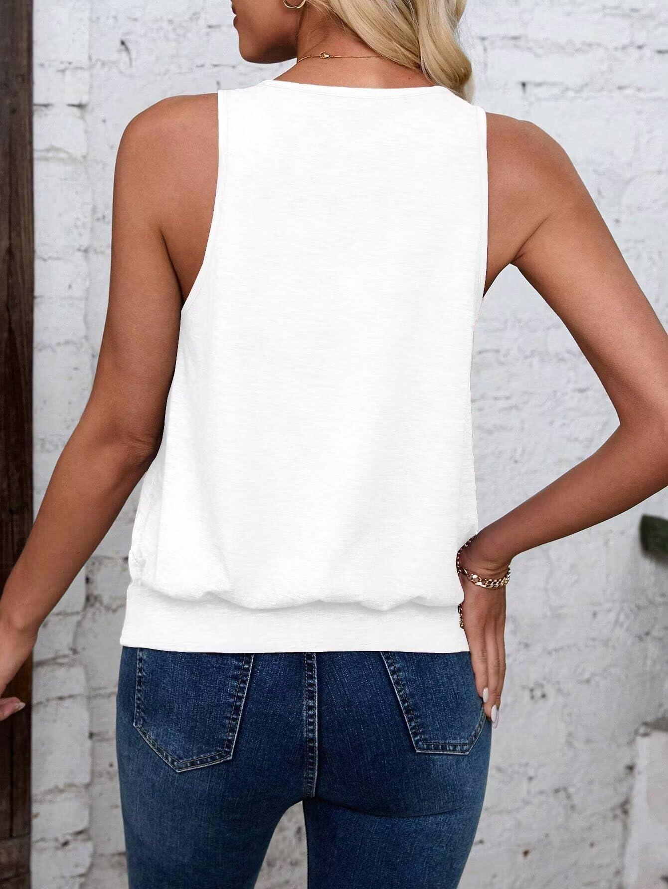 2 Pack Women's 2025 Trendy V-Neck Tank Tops - Banded Sleeveless Cami Shirts for Spring & Summer | Casual Loose Fit Basic Tops for Everyday Wear, Beach Outings & Layering