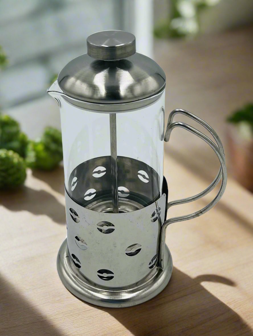 350ML French Press Coffee Maker - Stainless Steel & Heat-Resistant Glass for Perfect Brewing - Ideal for Home, Office & Camping Use