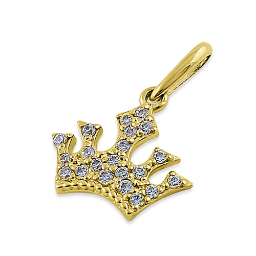 14K Solid Yellow Gold Queen's Crown CZ Pendant Necklace - Elegant Jewelry Gift for Women, Perfect for Birthdays, Anniversaries & Special Occasions