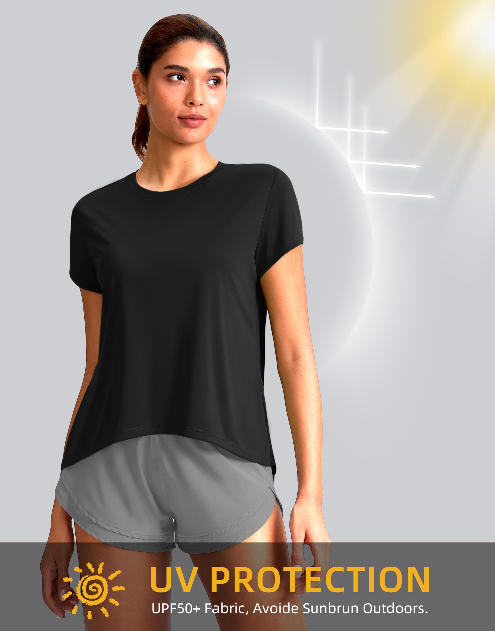 Women's Loose Fit Short Sleeve Workout Tops - Breathable Yoga T-Shirts for Running & Athletic Activities | Sun Protection Activewear for Gym, Outdoor Sports & Summer Fitness