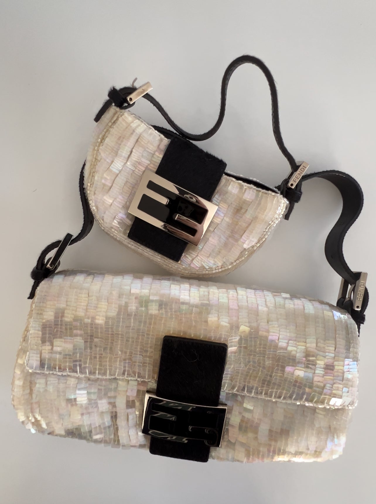 Fendi Pearl Sequin Baguette & Croissant Bag Set - Luxury Designer Handbag for Women, Evening Party, Wedding & Special Occasions