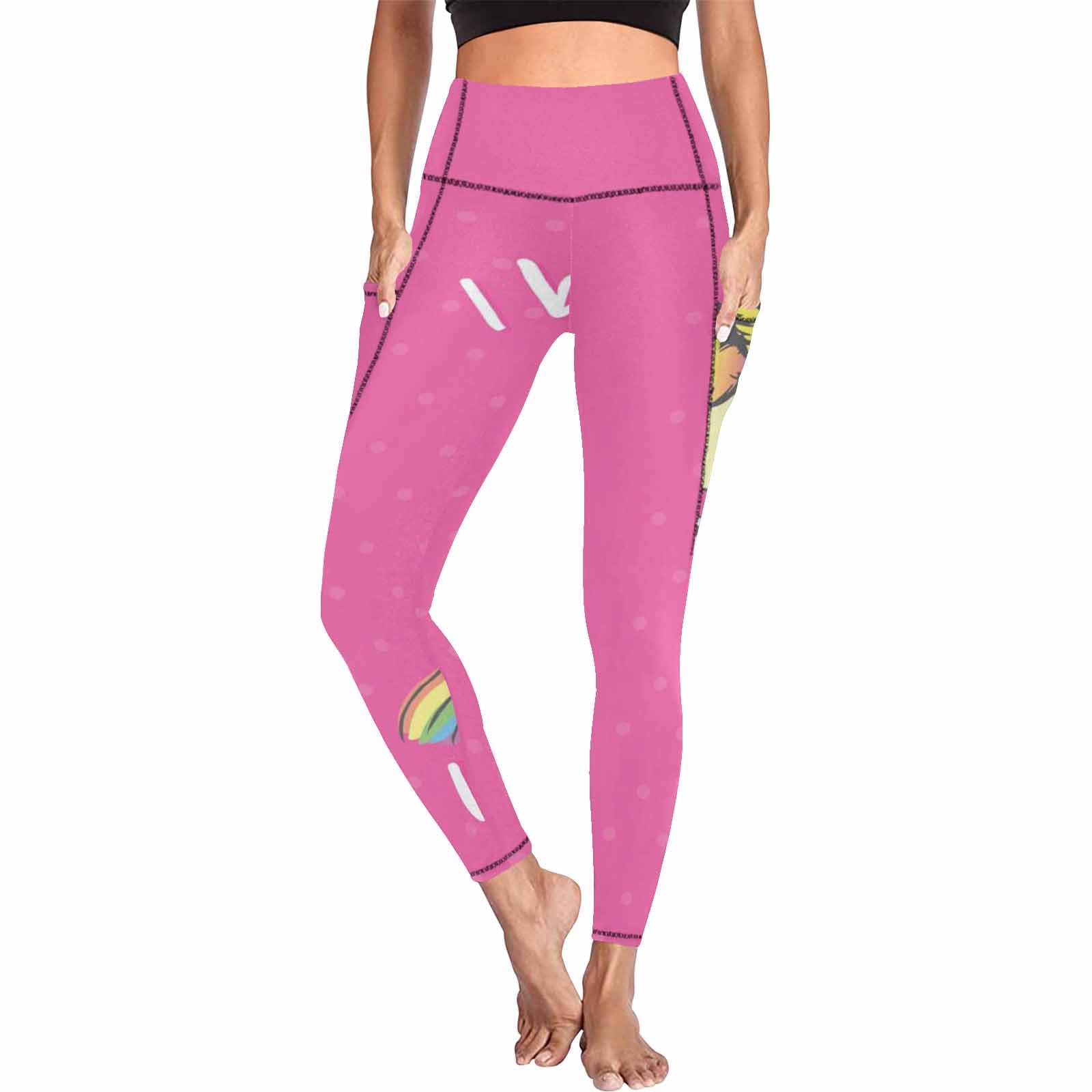 **InterestPrint Husky Watercolor Print Women's Workout Yoga Pants with Pockets - High Waisted Stretchy Leggings for Running, Gym & Lounge**