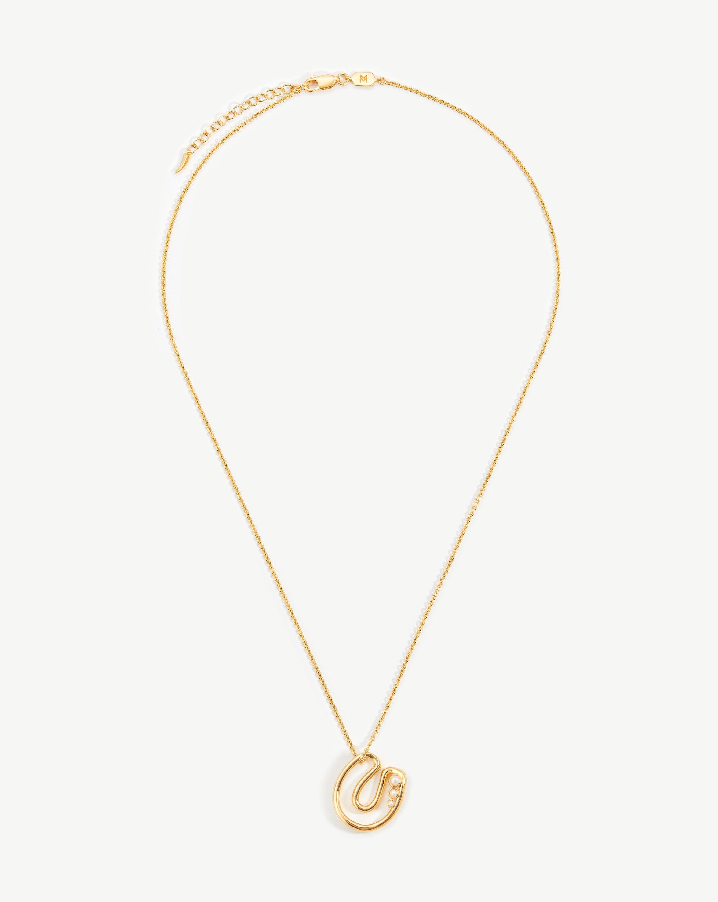 Chubby Pearl Initial Pendant Necklace - Letter U | 18k Gold Vermeil & Freshwater Pearl Jewelry for Women - Perfect Gift for Birthday, Anniversary & Valentine's Day