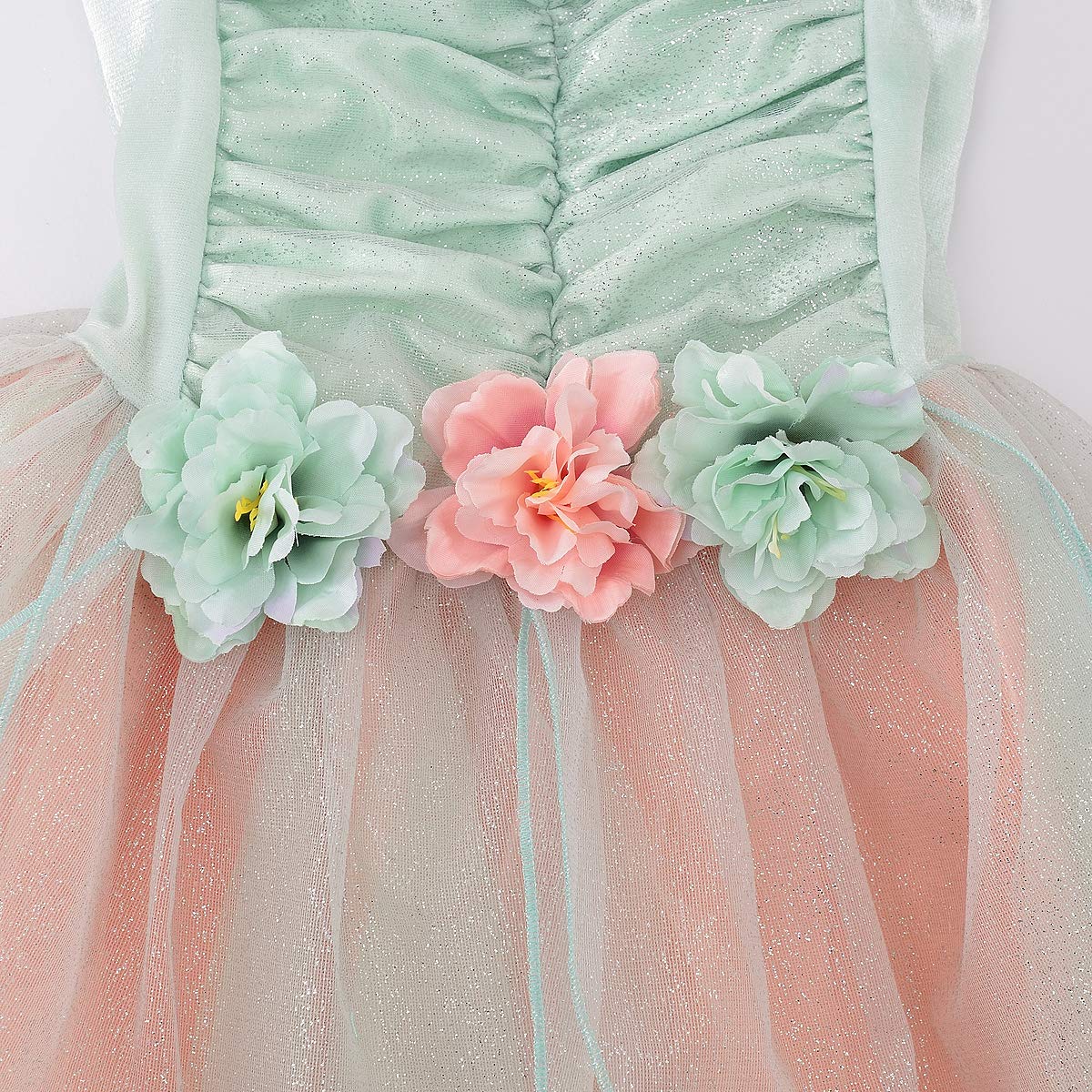 Fairy Princess Costume Dress for Girls - Green Flower Girl Tutu Dress with Headband & Wings | Halloween, Birthday Party, Cosplay, Dress Up Play