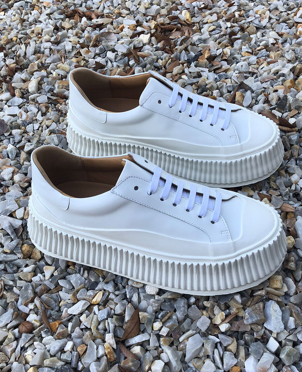 Premium White Ribbed Sole Lamb Trainer Shoes - Comfortable & Stylish for Casual Wear, Gym, and Everyday Fashion