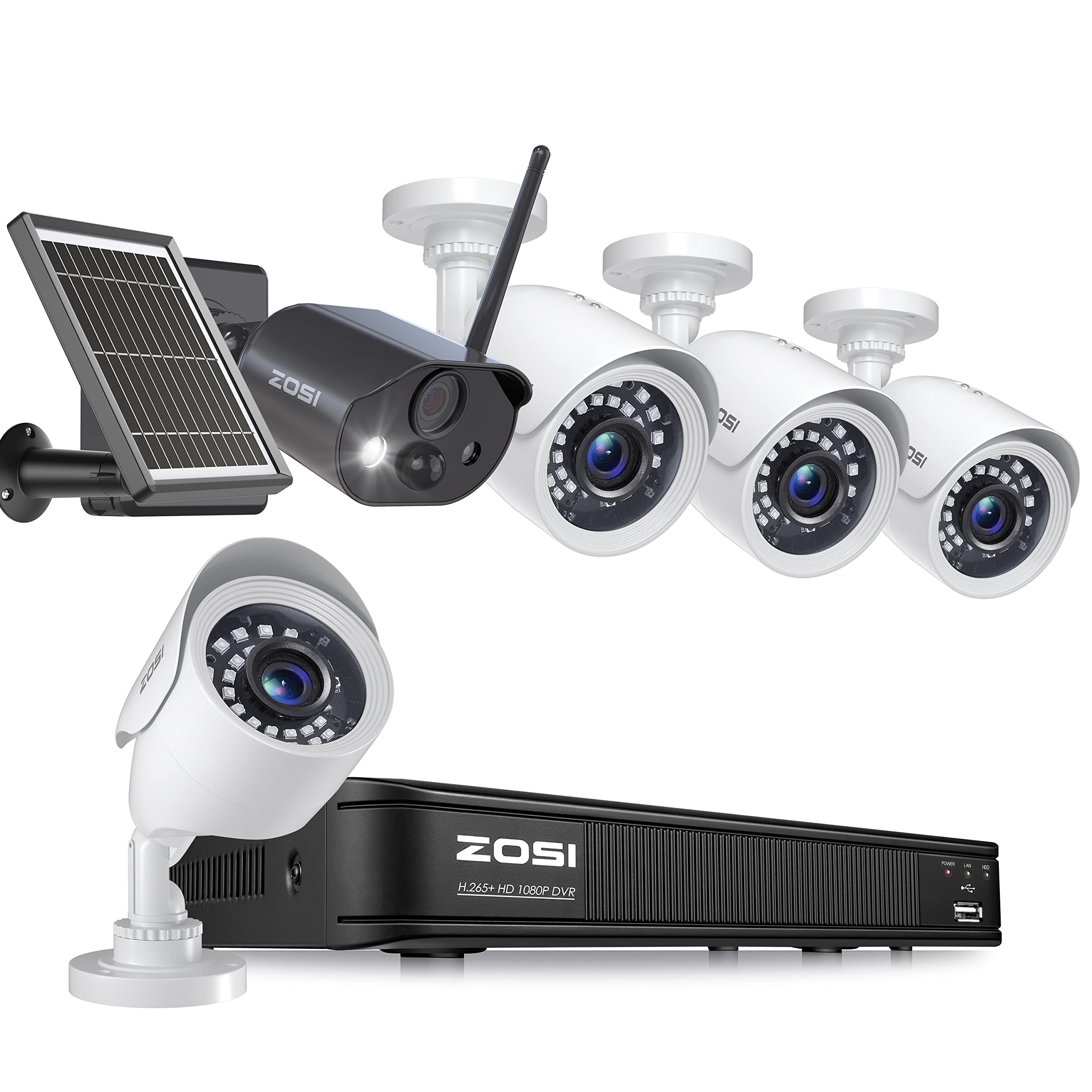 ZOSI 1080P 8CH Wireless Security Camera System with C306 Rechargeable Battery & Solar Panel - 2-Way Audio, Human Detection, Smart Light & Sound Alarm - Ideal for Home, Business & Outdoor Surveillance