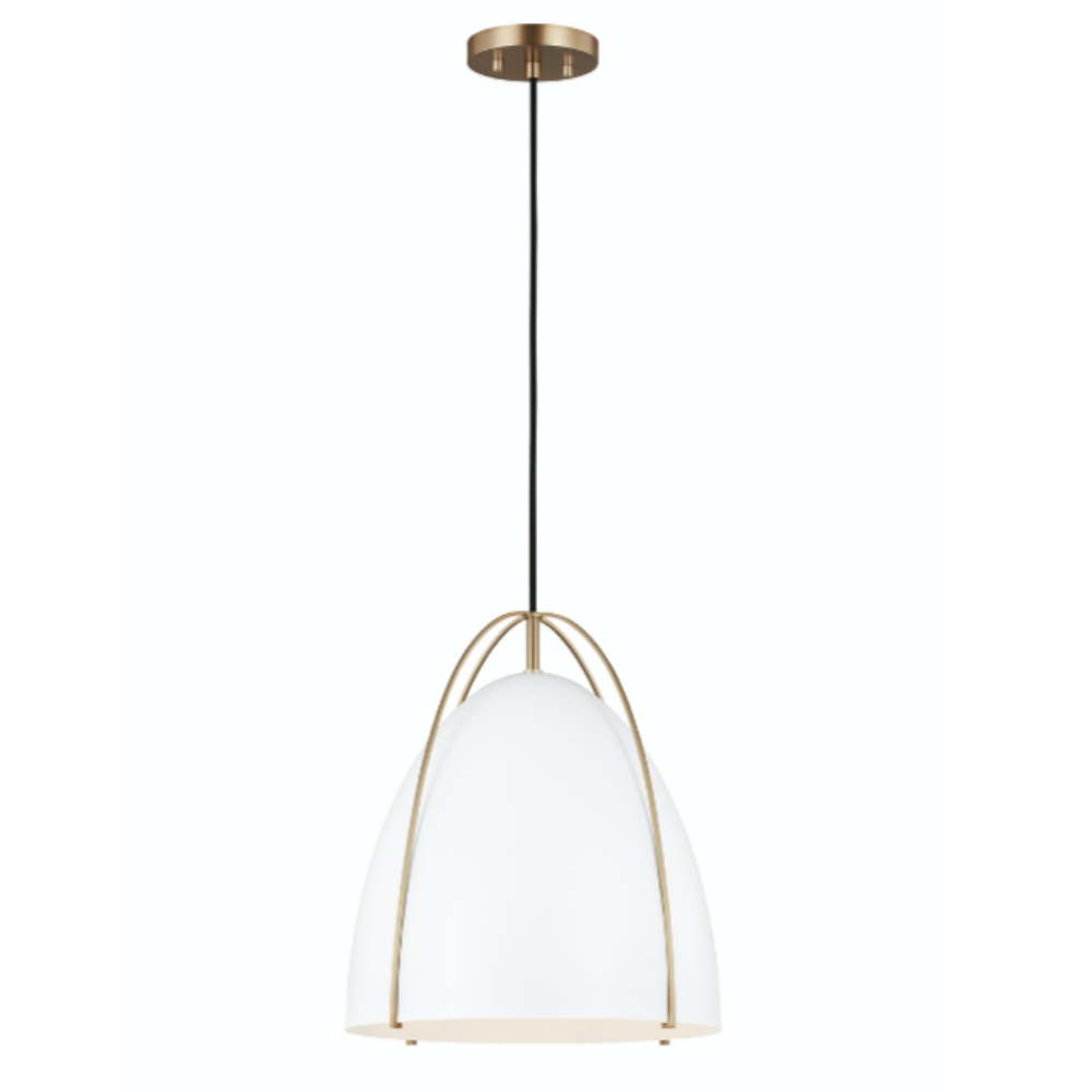 Chantel Matte White Pendant Light - Modern Minimalist Ceiling Lighting Fixture for Dining Room, Bedroom & Living Room Decor
