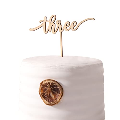 Wood Cake Toppers Three Year Sign