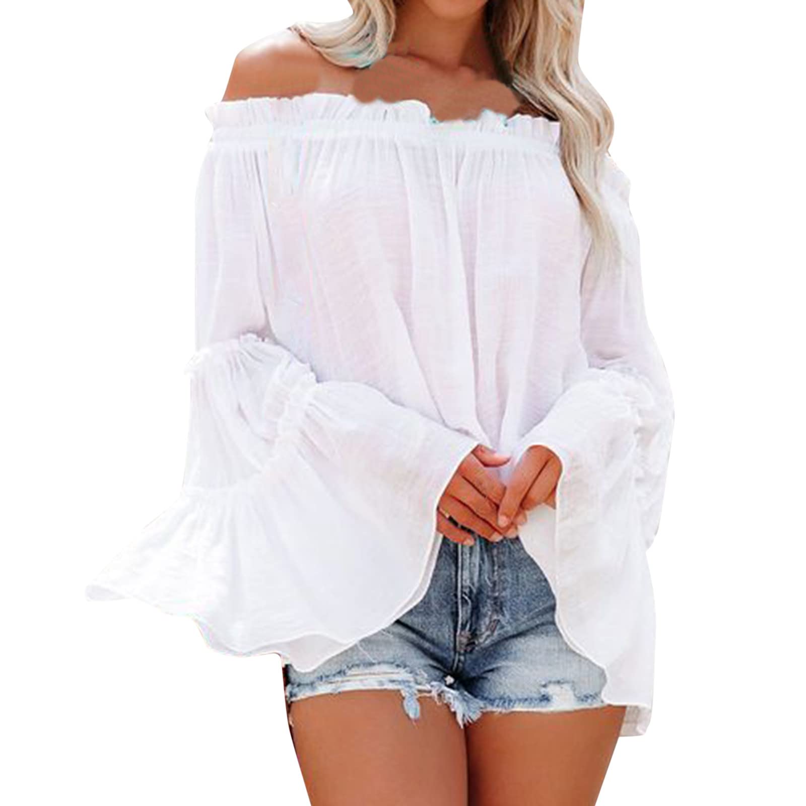 Women's Winter Solid Color Round Neck Long Sleeve Lace Trim Loose Blouse - Casual Tunic Top for Layering, Office Wear & Holiday Outfits