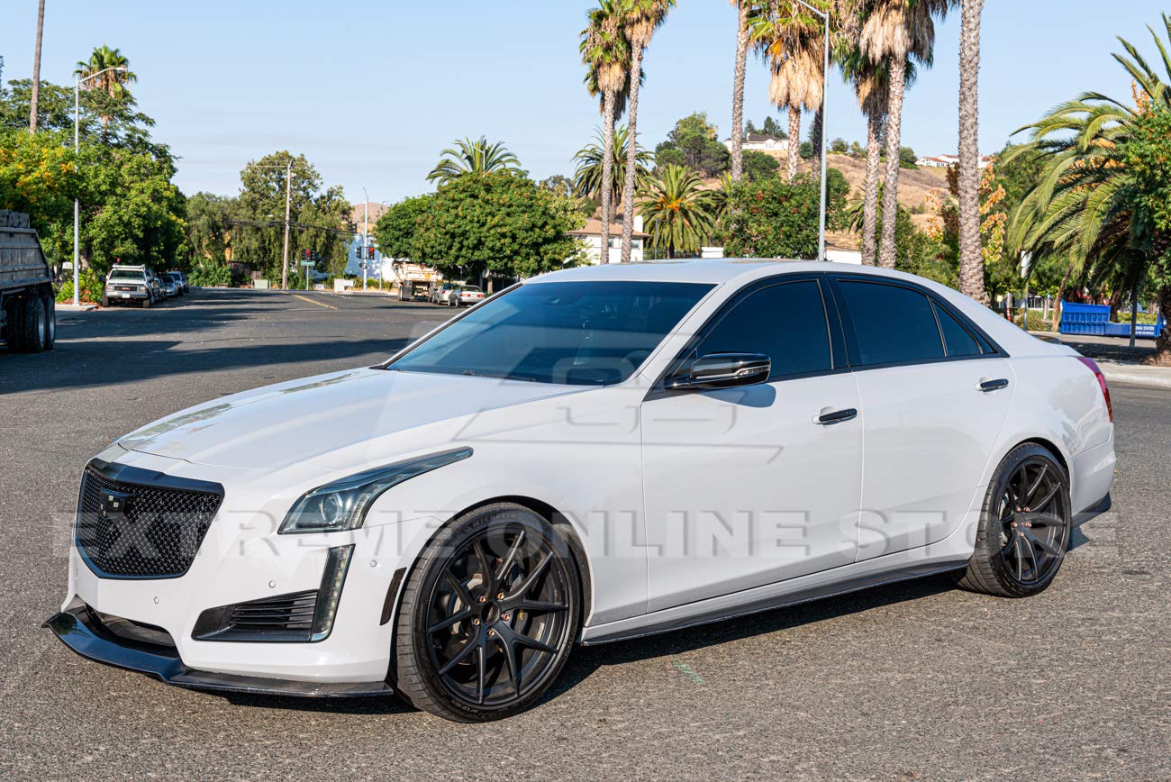 2014-2019 Cadillac CTS V-Style Carbon Fiber Front Bumper Lip Splitter - High Performance Replacement Part for Enhanced Aerodynamics & Sporty Look | Perfect for Car Enthusiasts & Street Racing Upgrades