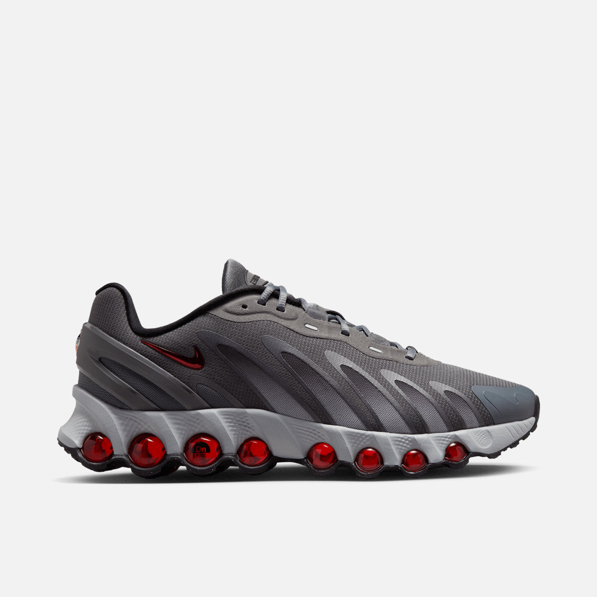 Nike Air Max DN8 Running Shoes - Iron Grey/Bright Crimson - Lightweight & Cushioned for Men's Athletic Performance - Perfect for Gym, Jogging & Casual Wear