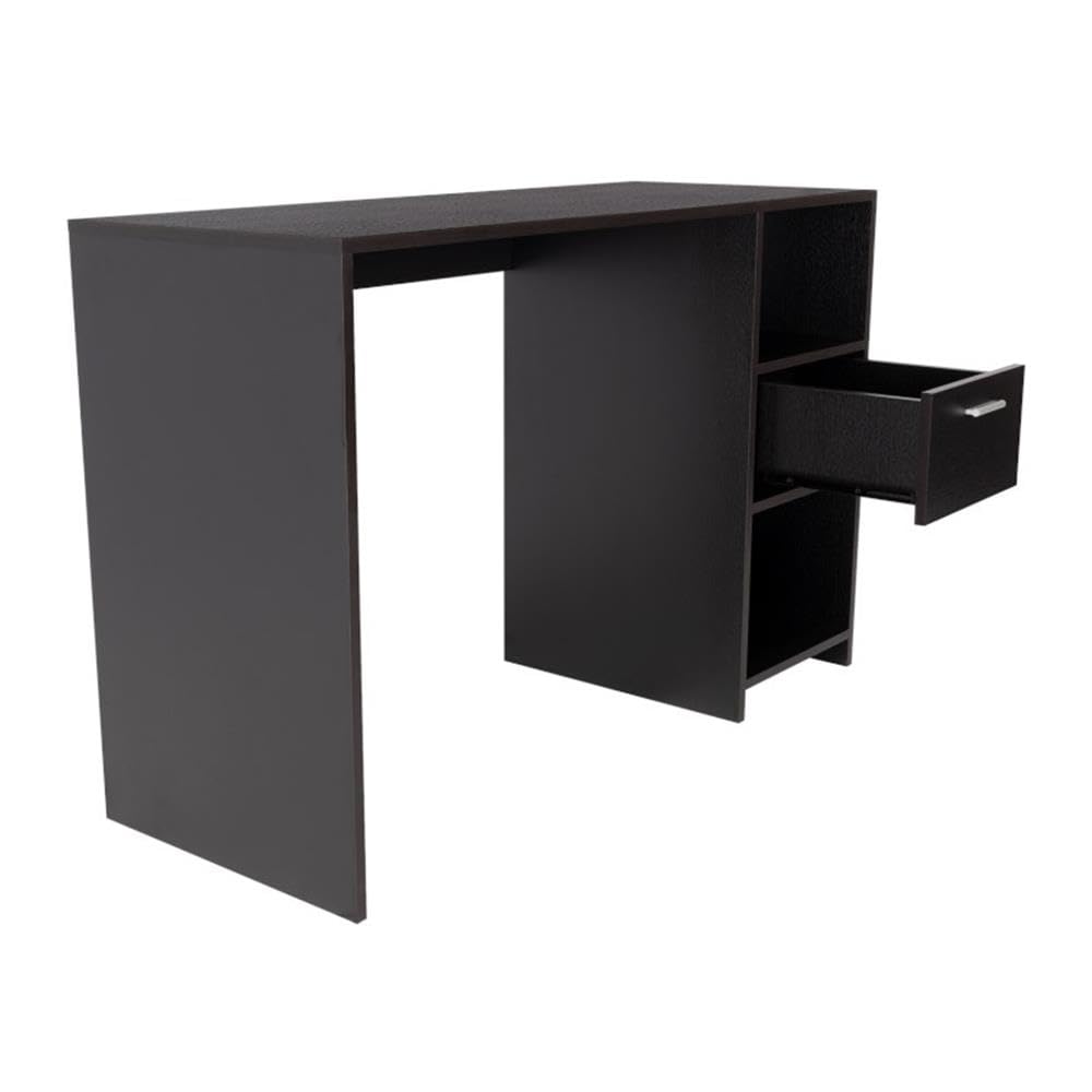 Arlington Black Computer Desk with Drawer & 2 Open Shelves - Home Office Desk with Sturdy Legs for Study, Work & Gaming | Compact Workstation for Small Spaces