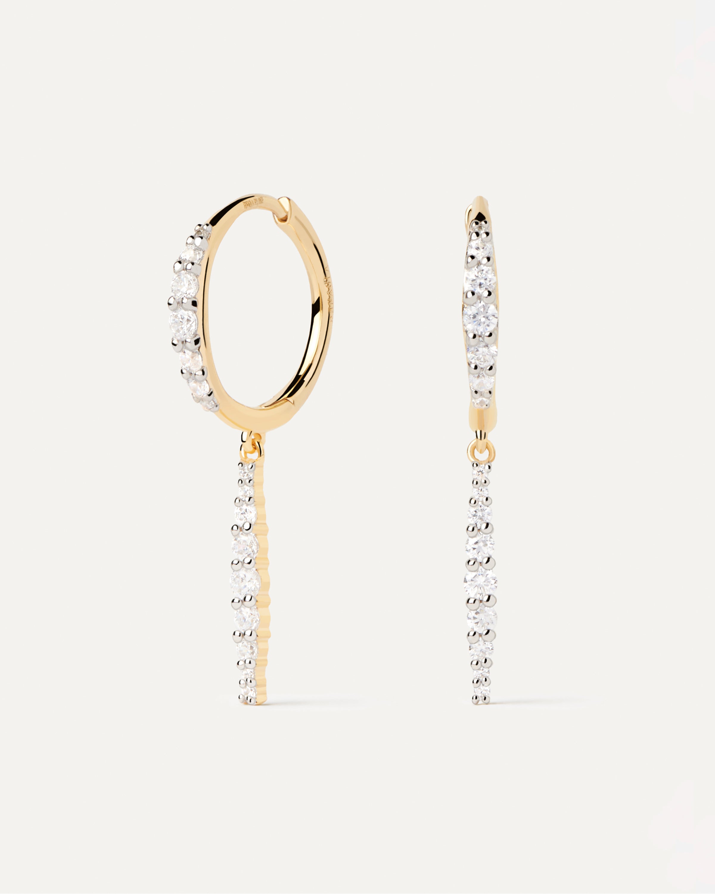 14K Gold Diamond Drop Hoop Earrings for Women - Elegant Dangle Earrings for Wedding, Party & Everyday Wear