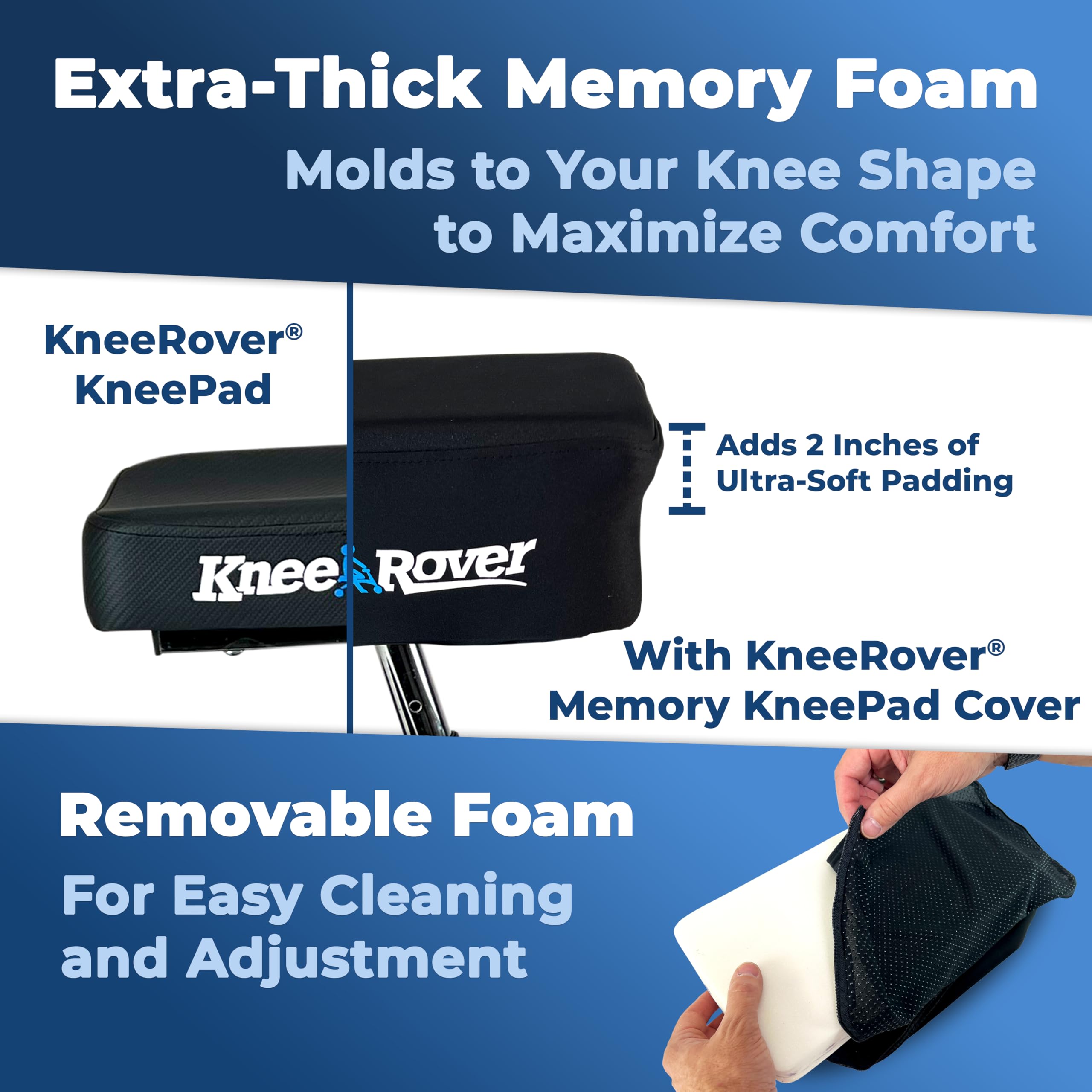 **KneeRover Memory Foam Knee Scooter Pad Cover – Removable & Comfortable Cushion for Knee Walkers – Fits Most Models – Ideal for Post-Surgery Recovery & Mobility Assistance**
