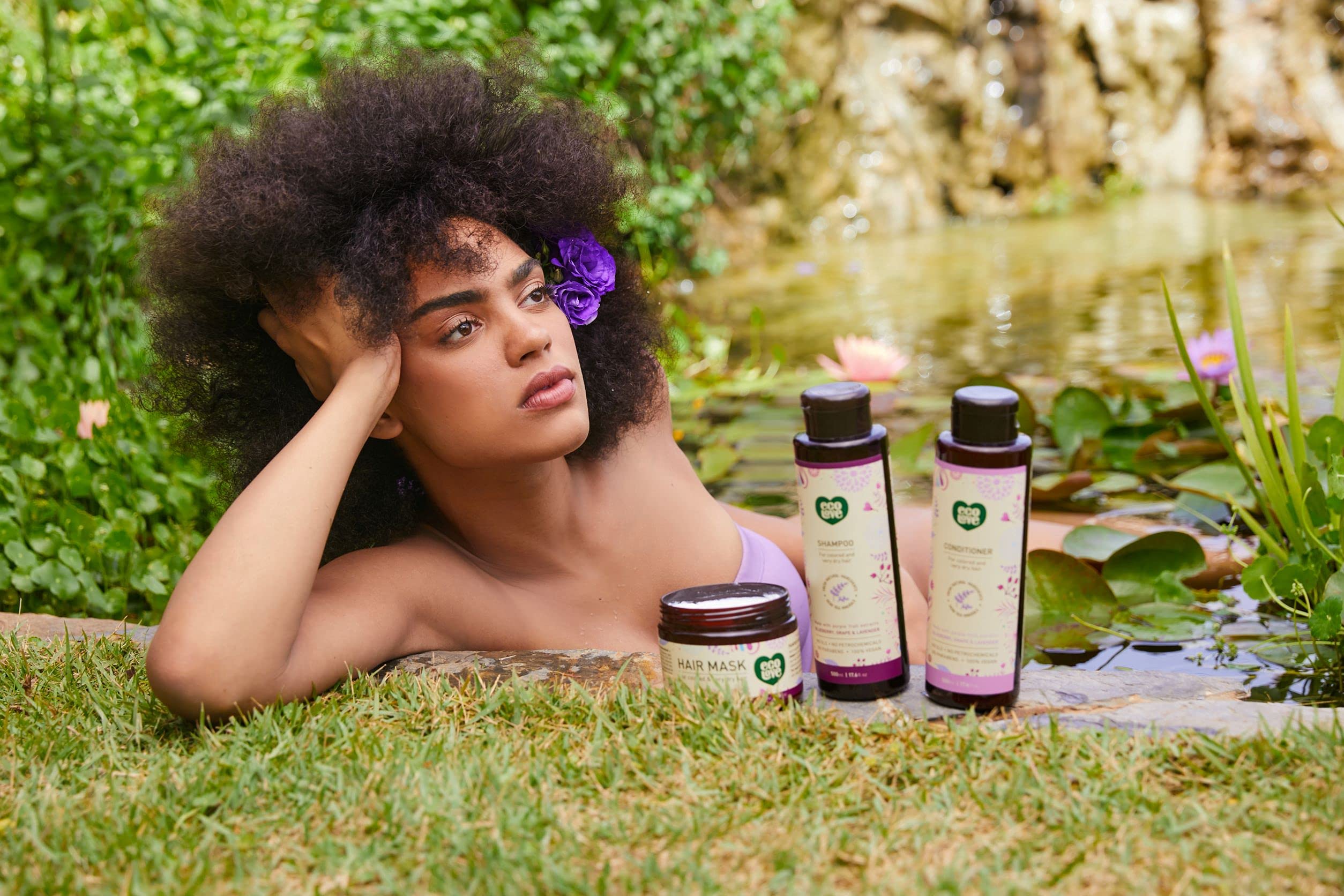 EcoLove Natural Shampoo & Conditioner Set for Dry Damaged Hair - Sulfate Free & Paraben Free with Lavender Extract - Vegan Cruelty-Free Hair Care (17.6 oz) - Perfect for Color Treated Hair & Daily Hydration