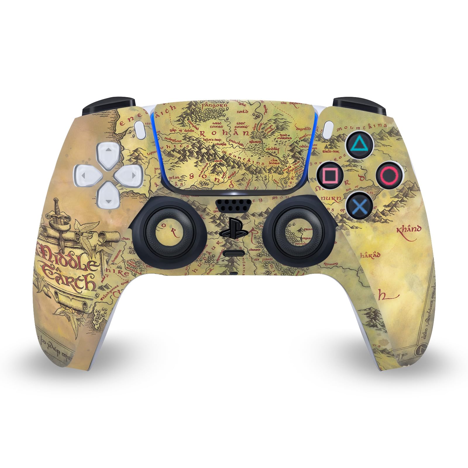 Lord of the Rings PS5 Controller Skin - Middle Earth Map Design for Gaming