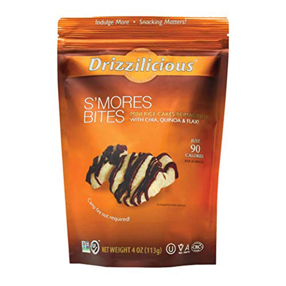 Drizzilicious Crunchy Drizzle Bites S'Mores - Gluten Free Snacks, 4 Oz (Pack of 3) - Perfect for Camping, Road Trips & Movie Nights