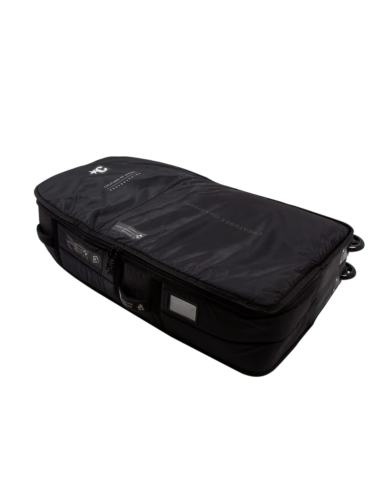 Creatures of Leisure Bodyboard Quad Wheely Cover - Black & Silver Board Bag for Surfing & Beach Travel | Durable Protection for Bodyboards & Surfboards